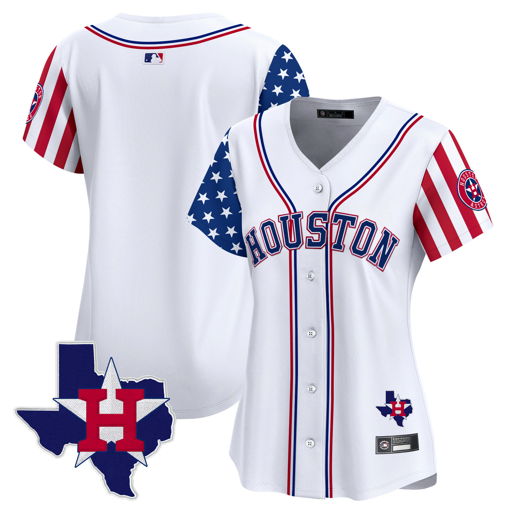 Women's Houston Astros 2025 Independence Day Vapor Premier Limited Jersey V2 - All Stitched