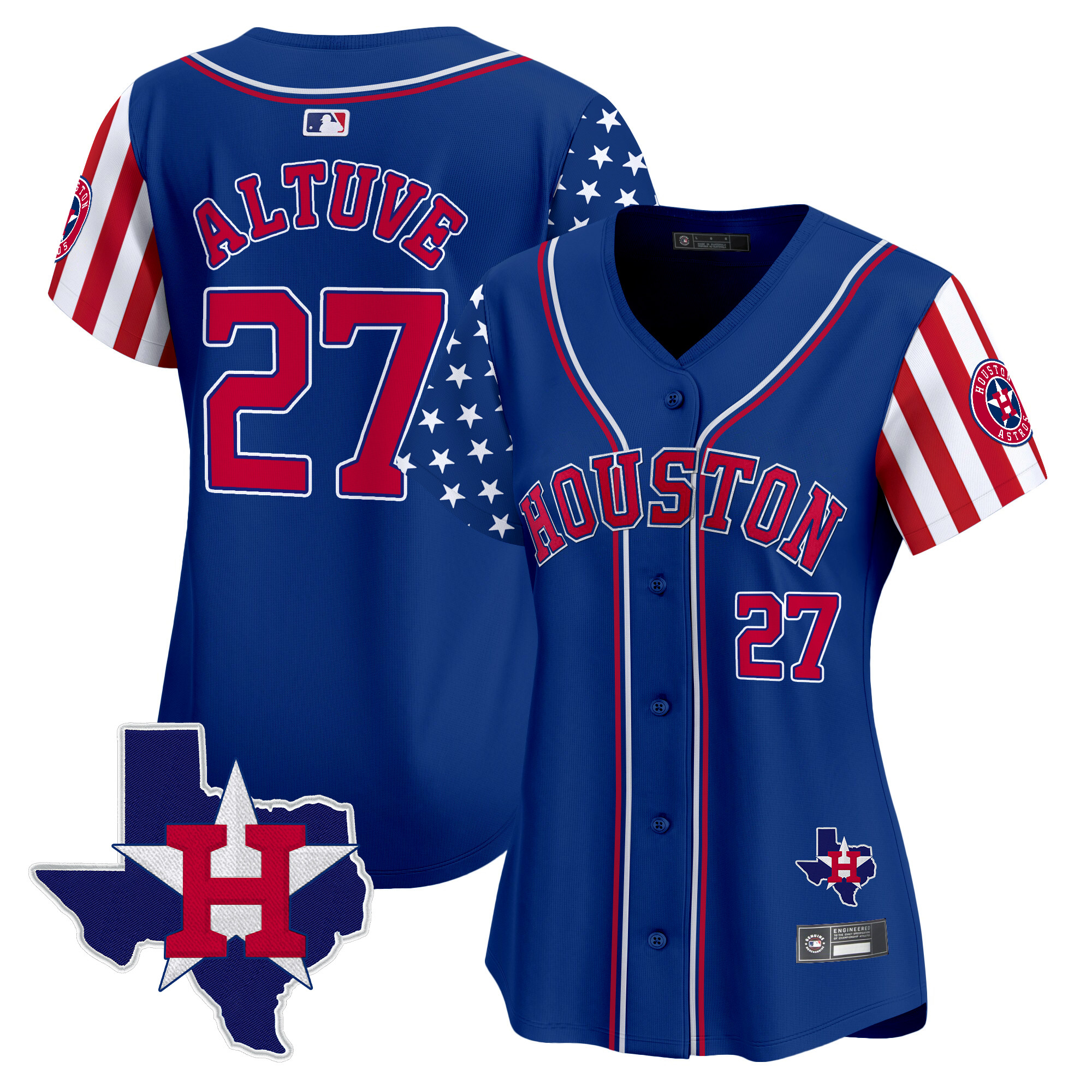 Women's Houston Astros 2025 Independence Day Vapor Premier Limited Jersey V2 - All Stitched