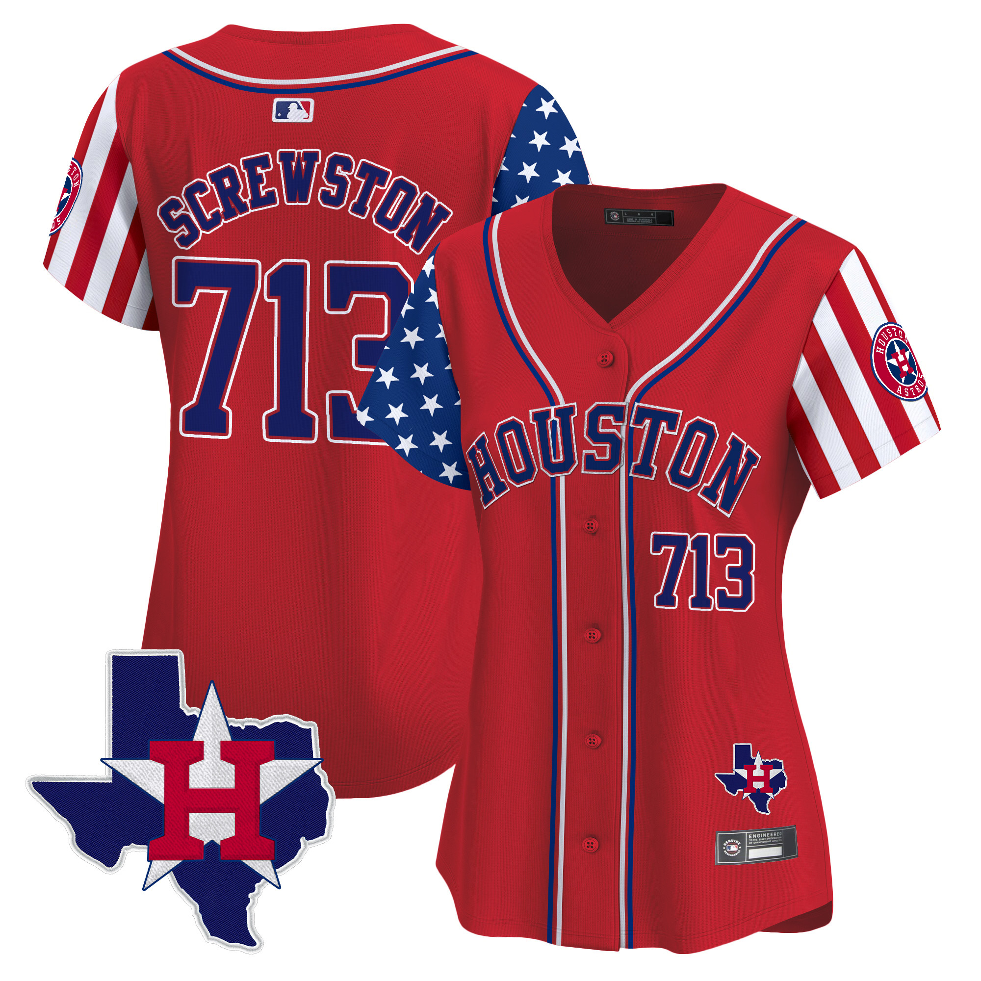 Women's Houston Astros 2025 Independence Day Vapor Premier Limited Jersey V2 - All Stitched