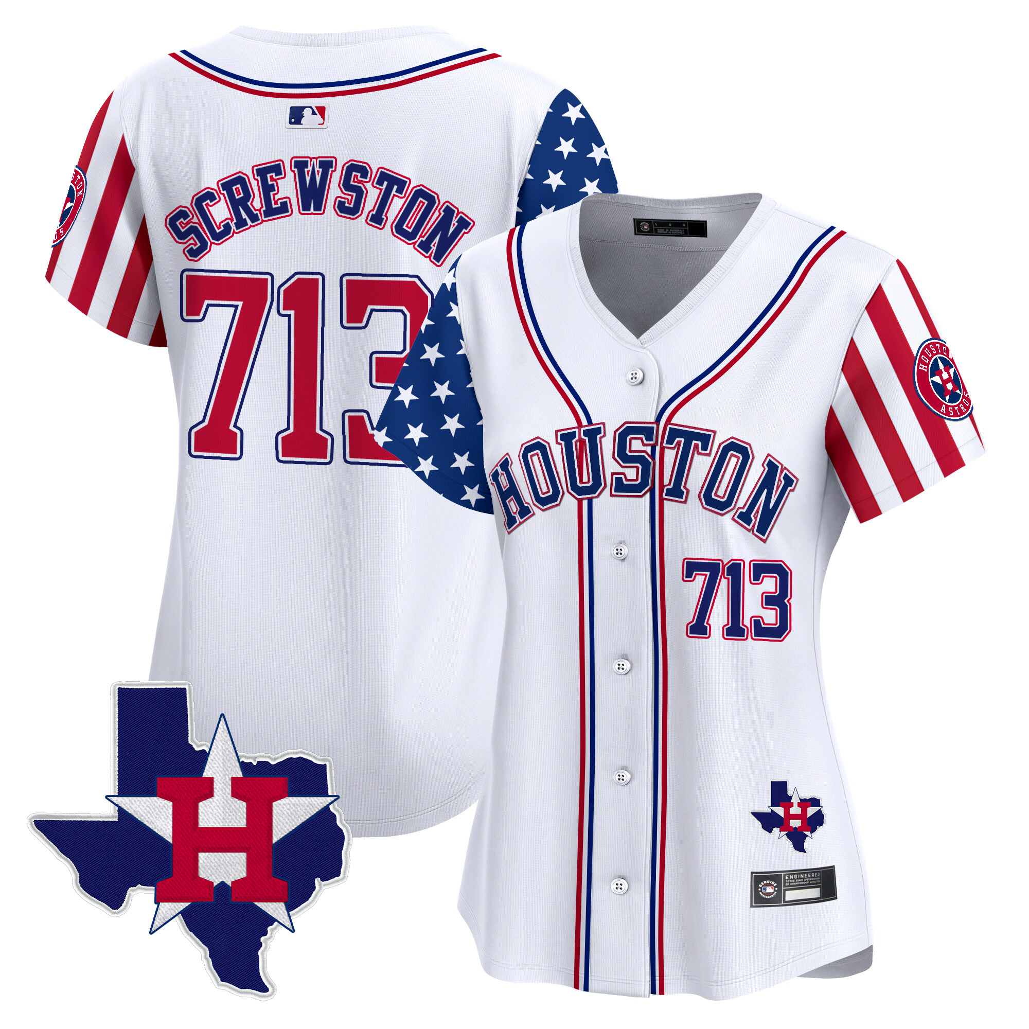 Women's Houston Astros 2025 Independence Day Vapor Premier Limited Jersey V2 - All Stitched