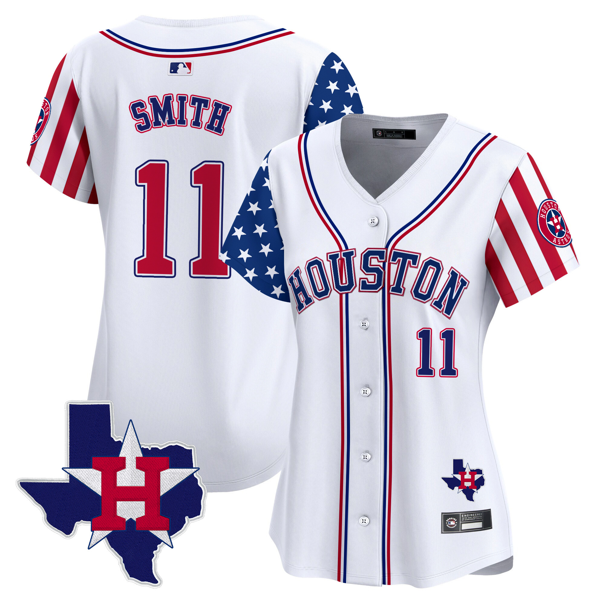 Women's Houston Astros 2025 Independence Day Vapor Premier Limited Jersey V2 - All Stitched