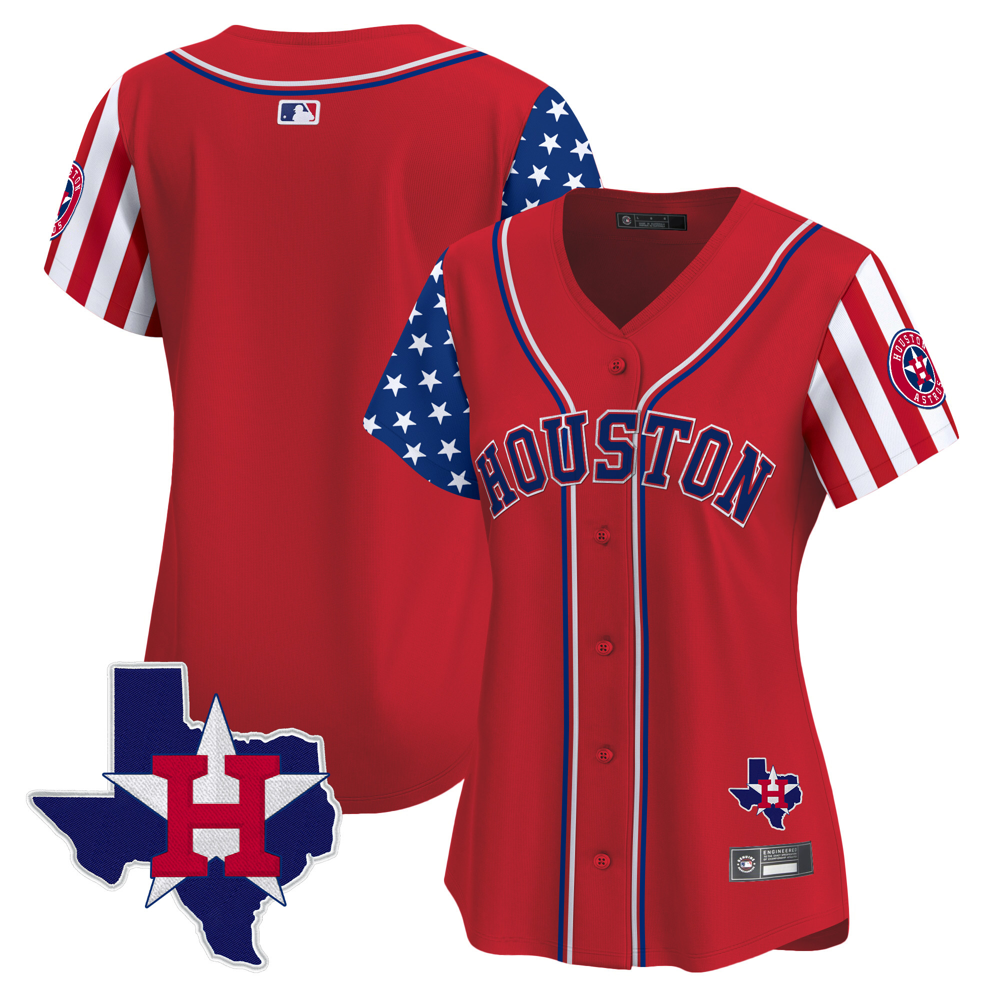 Women's Houston Astros 2025 Independence Day Vapor Premier Limited Jersey V2 - All Stitched