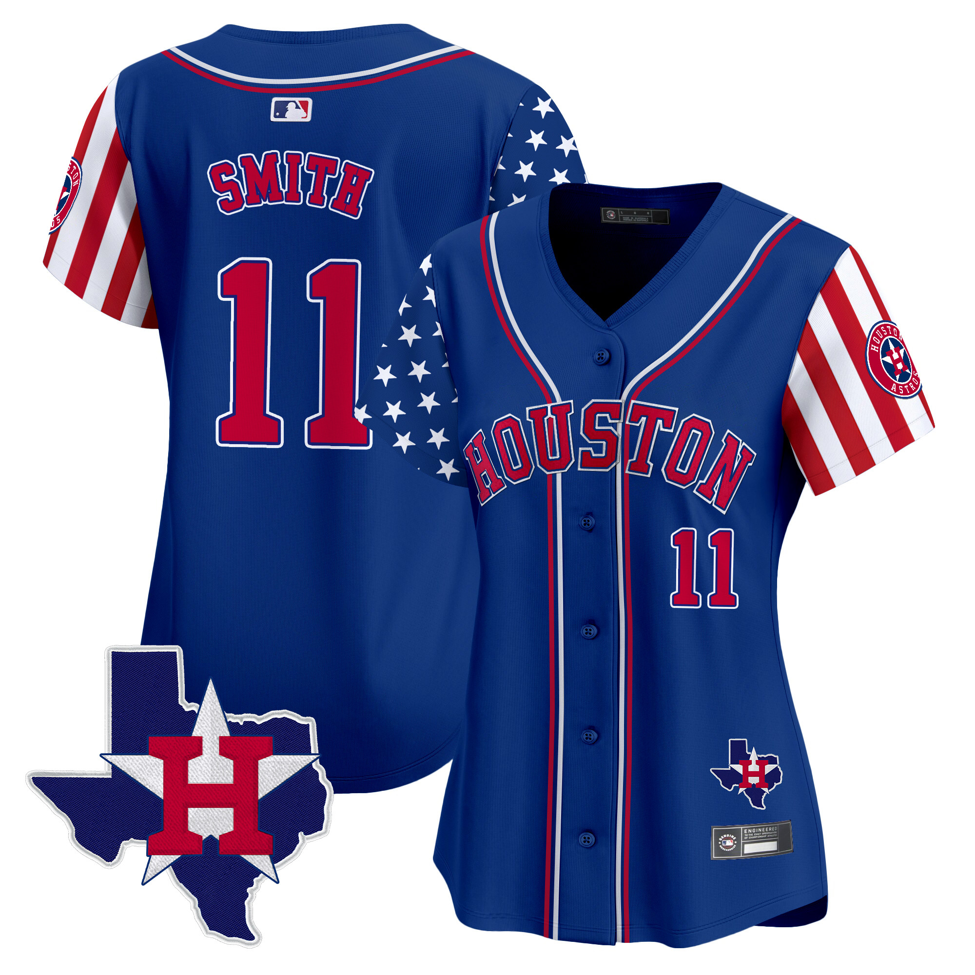 Women's Houston Astros 2025 Independence Day Vapor Premier Limited Jersey V2 - All Stitched