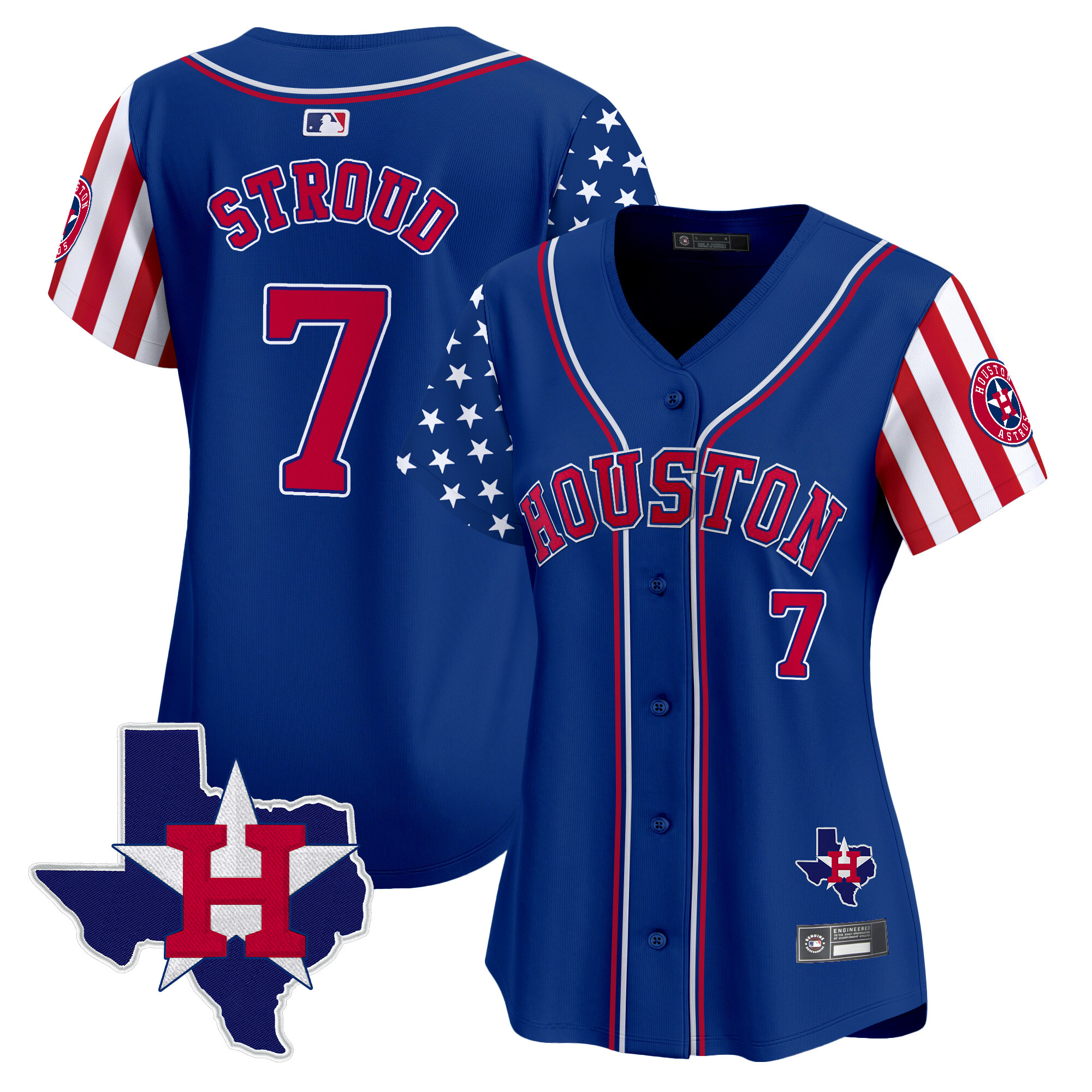 Women's Houston Astros 2025 Independence Day Vapor Premier Limited Jersey V2 - All Stitched