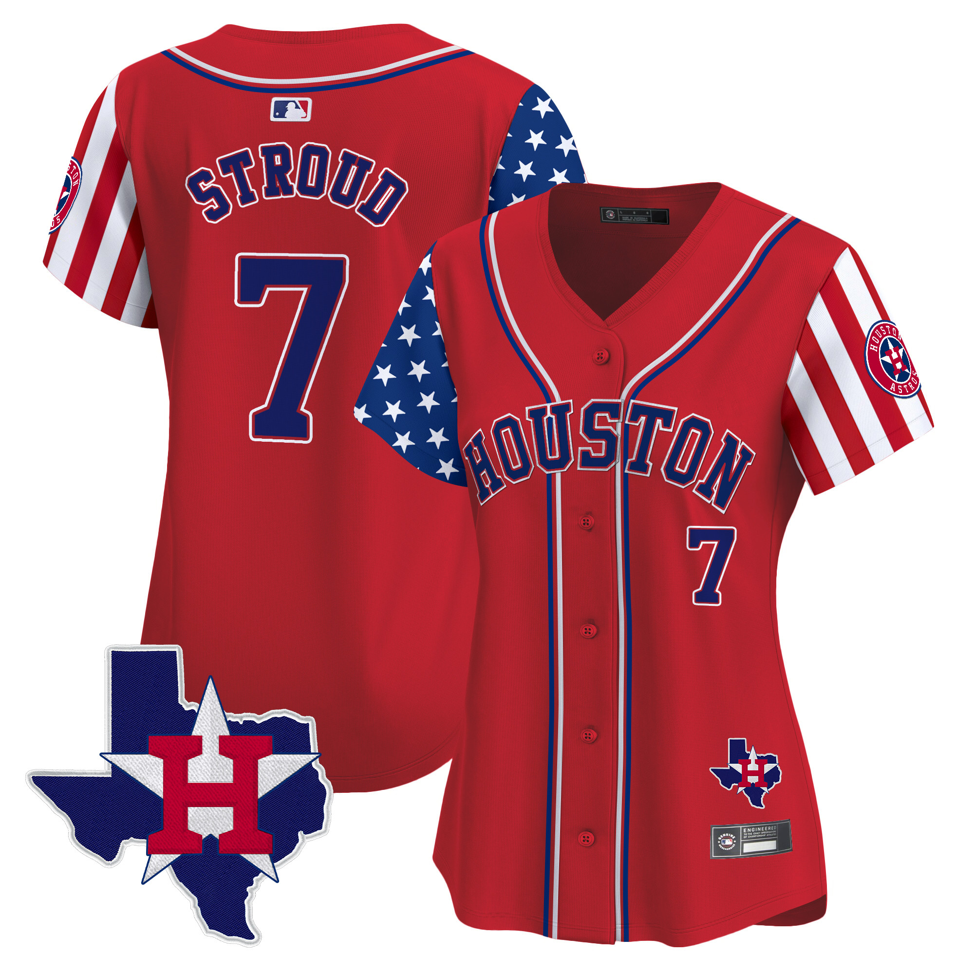 Women's Houston Astros 2025 Independence Day Vapor Premier Limited Jersey V2 - All Stitched