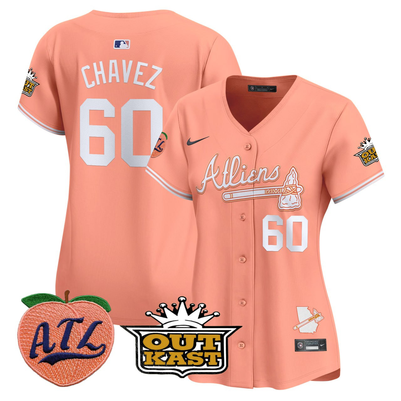 Women's Jesse Chavez #60 Atlanta Braves Peach Jersey - All Stitched