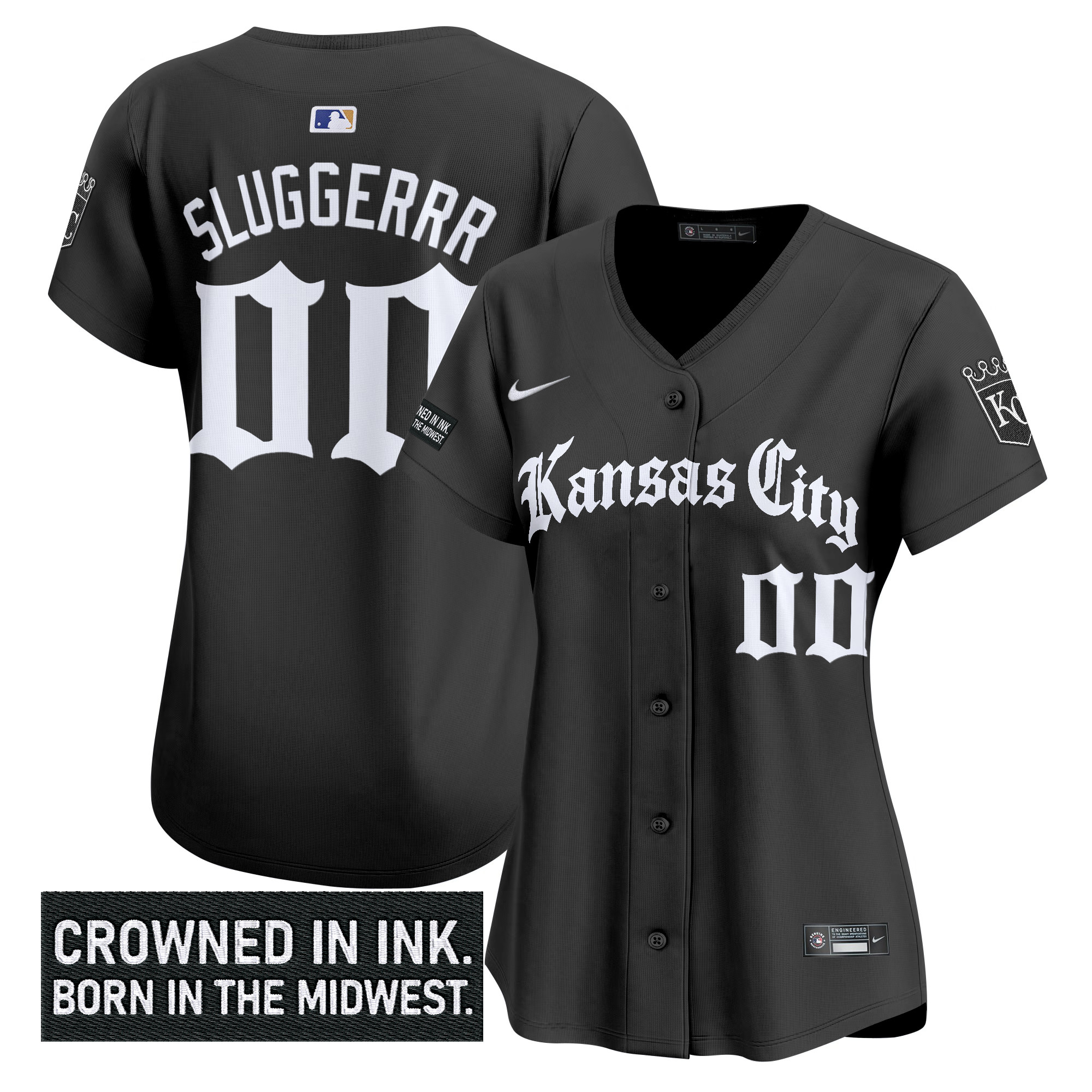 Women's Kansas City Royals 'Gothic Crown Edition' Vapor Premier Limited Jersey - All Stitched