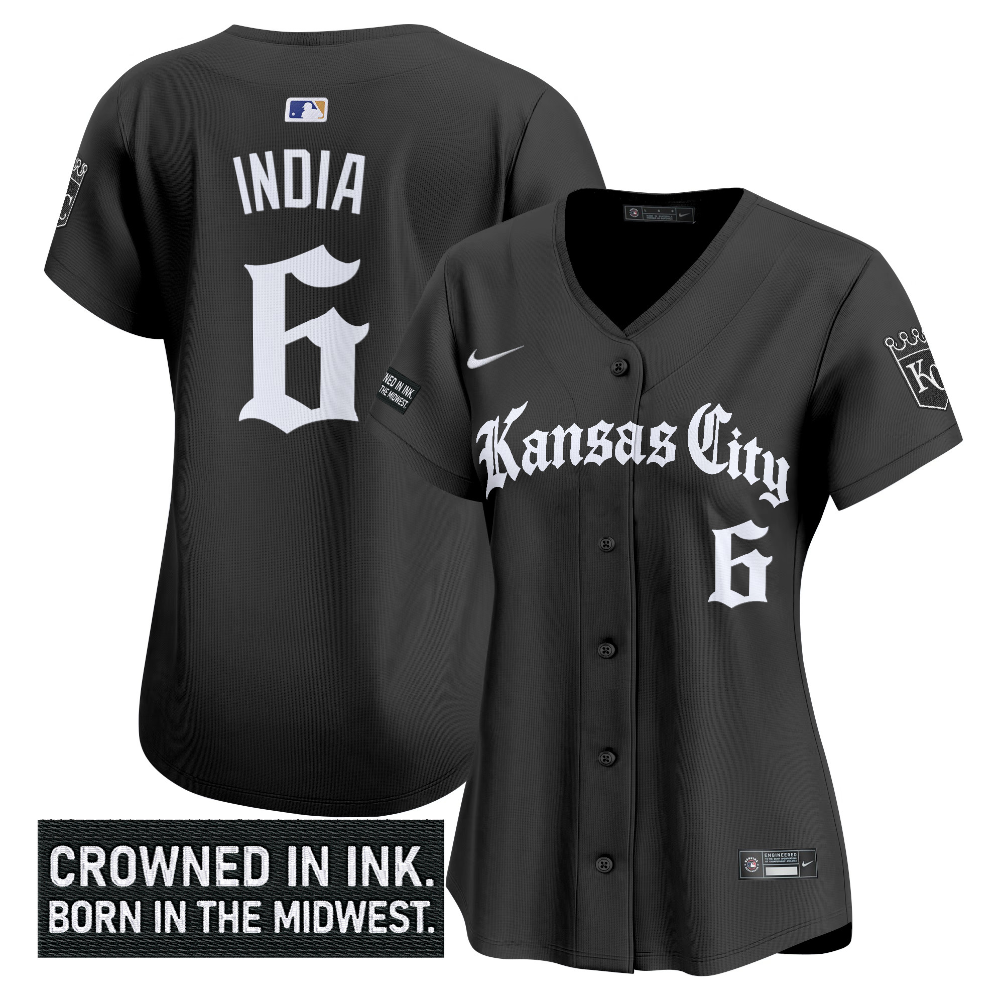 Women's Kansas City Royals 'Gothic Crown Edition' Vapor Premier Limited Jersey - All Stitched