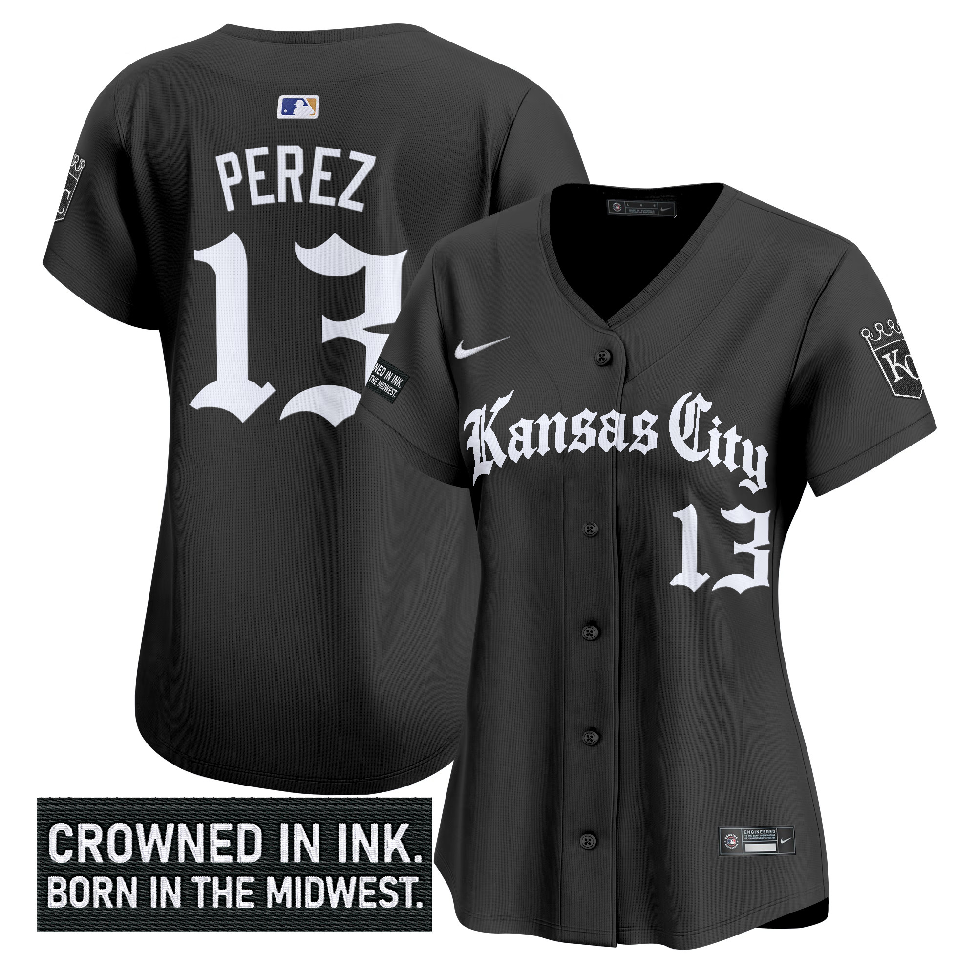 Women's Kansas City Royals 'Gothic Crown Edition' Vapor Premier Limited Jersey - All Stitched