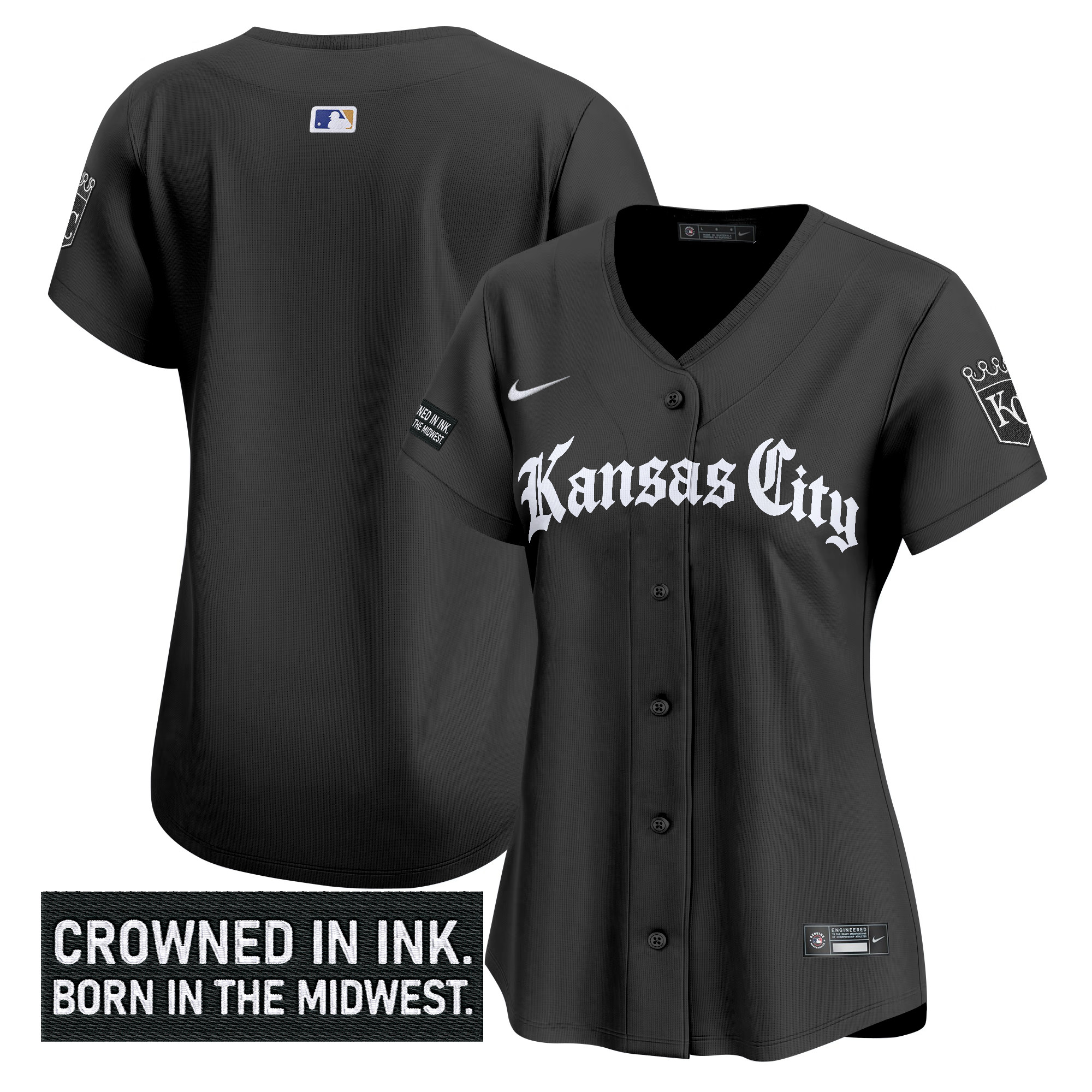 Women's Kansas City Royals 'Gothic Crown Edition' Vapor Premier Limited Jersey - All Stitched