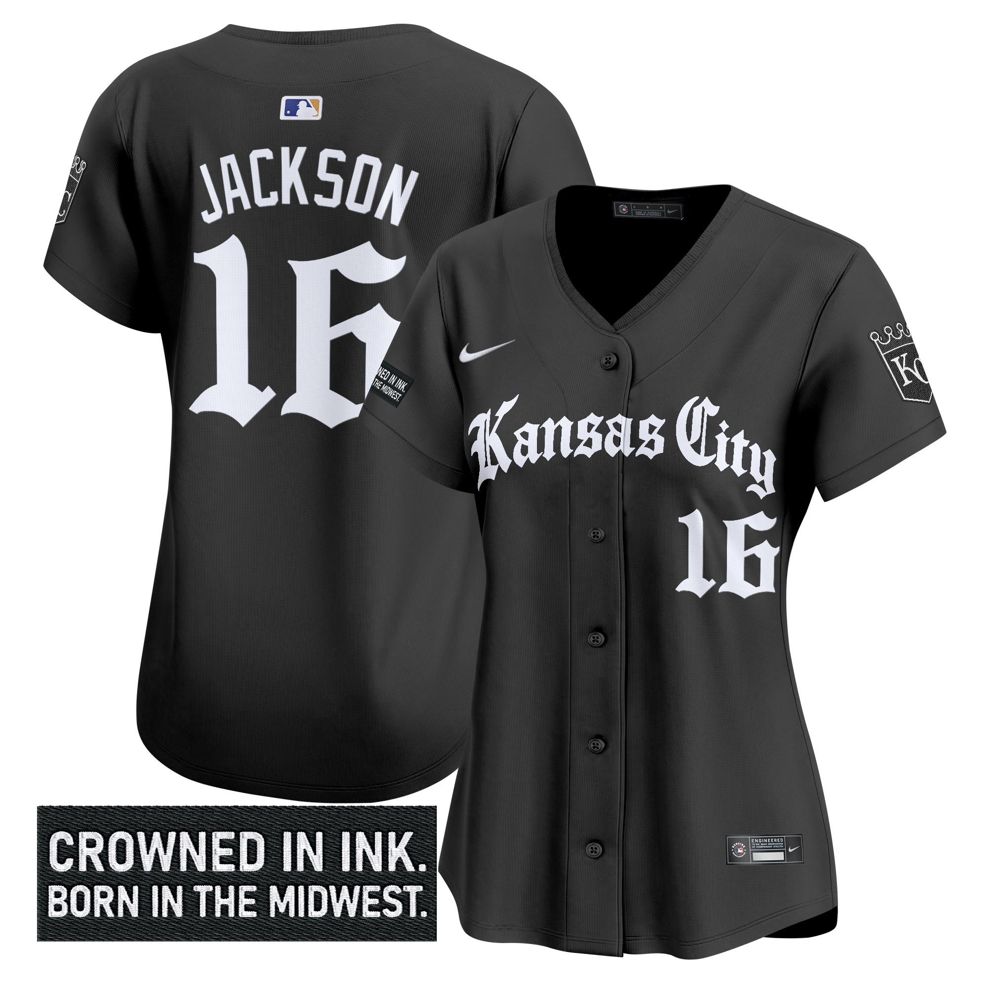Women's Kansas City Royals 'Gothic Crown Edition' Vapor Premier Limited Jersey - All Stitched