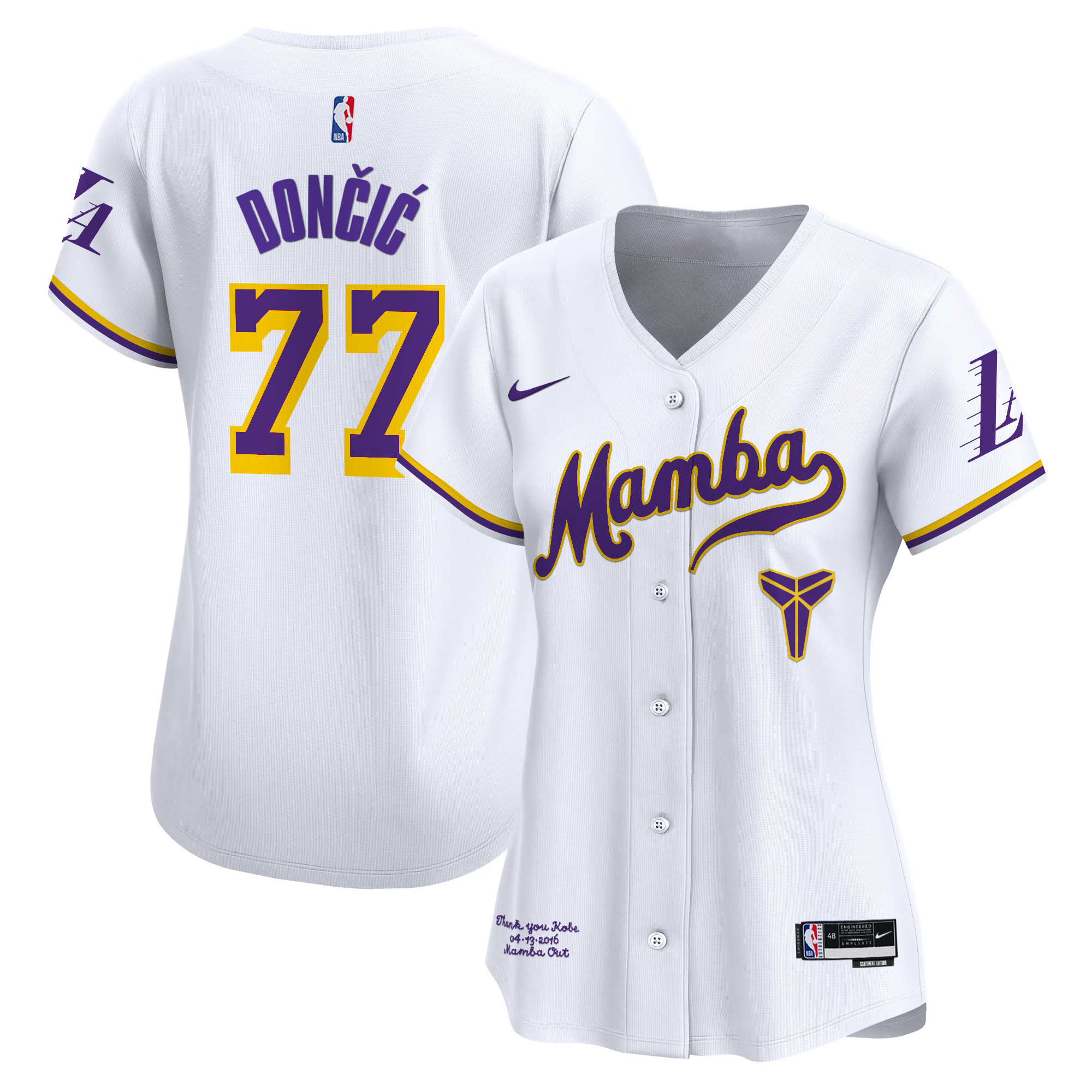 Women's Los Angeles Lakers Kobe Bryant Mamba Vapor Baseball Jersey - All Stitched