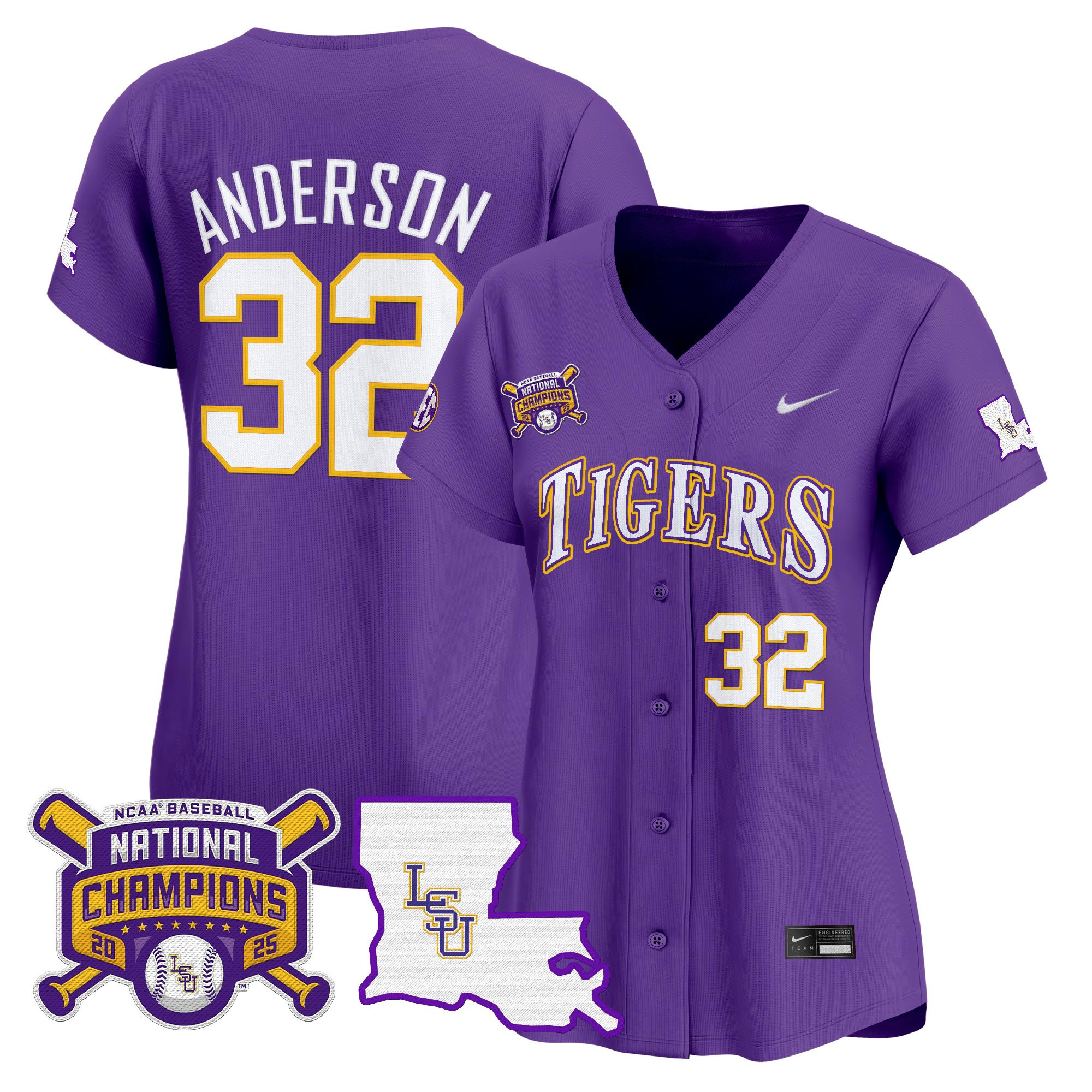 Women's LSU Tigers 2025 College World Series Champions Vapor Premier Limited Jersey - All Stitched