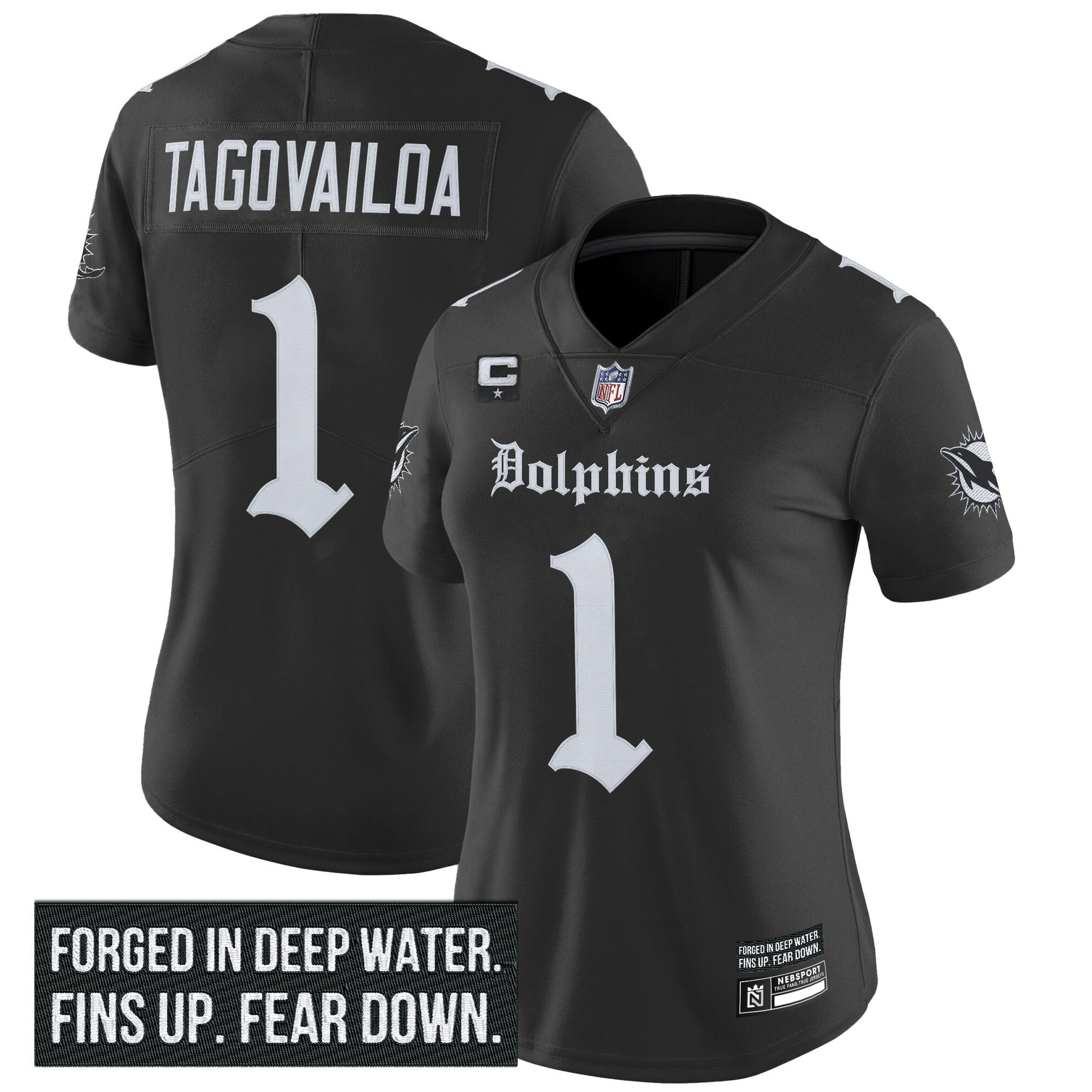 Women's Miami Dolphins 'Gothic Deep Water Edition' Vapor Limited Jersey - All Stitched
