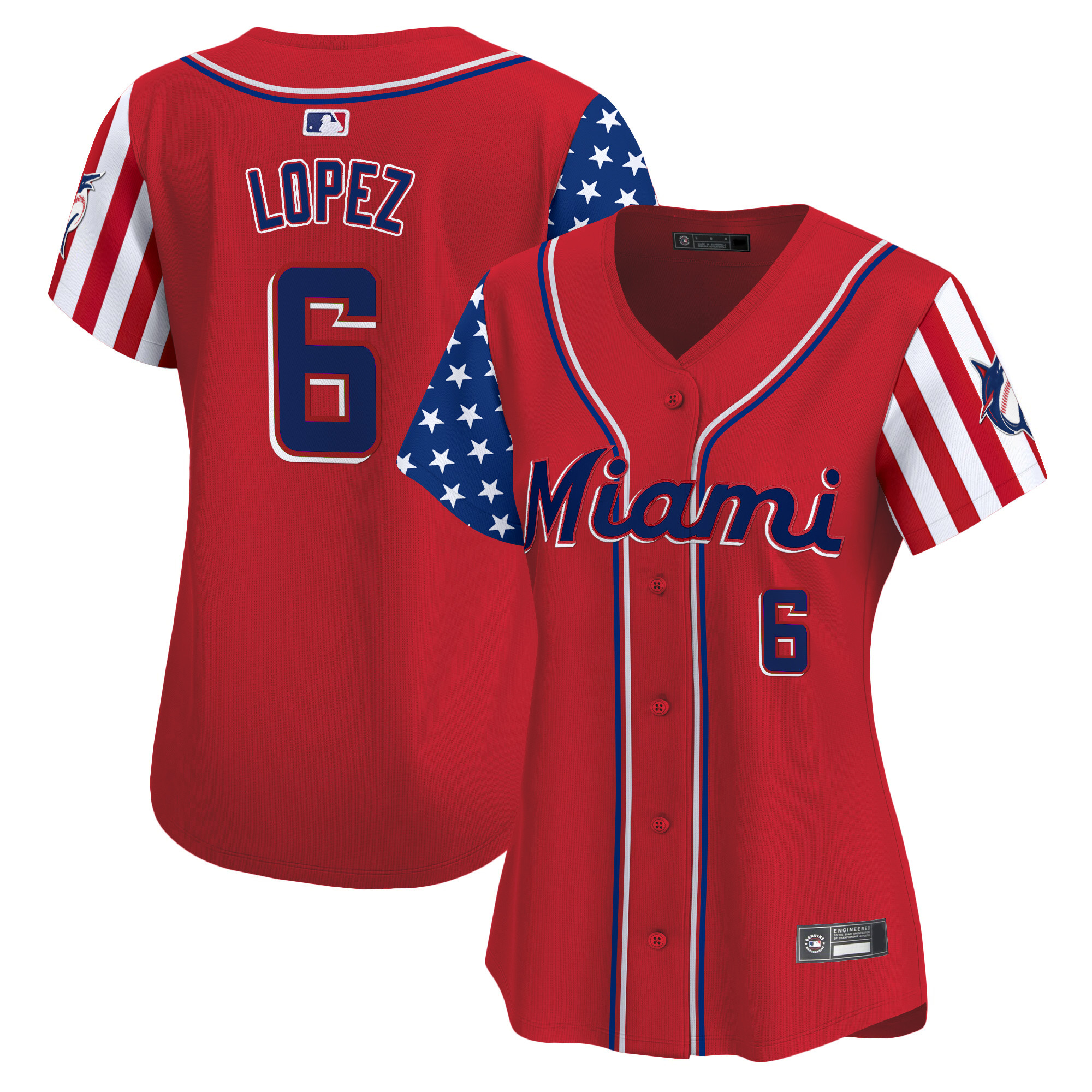 Women's Miami Marlins 2025 Independence Day Vapor Premier Limited Jersey - All Stitched