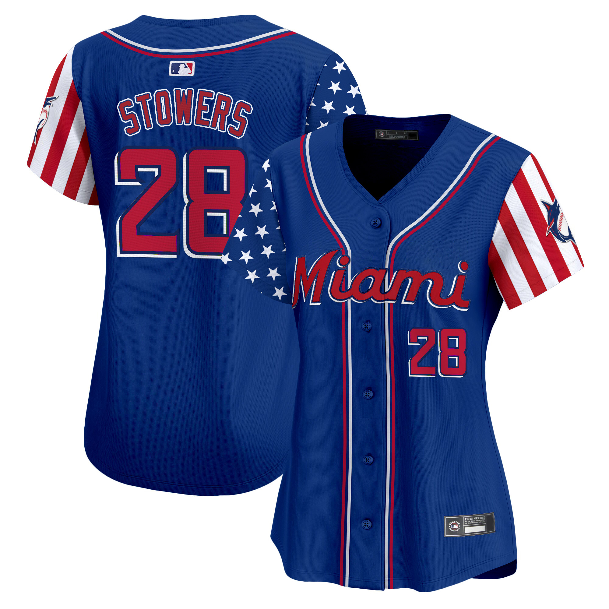 Women's Miami Marlins 2025 Independence Day Vapor Premier Limited Jersey - All Stitched