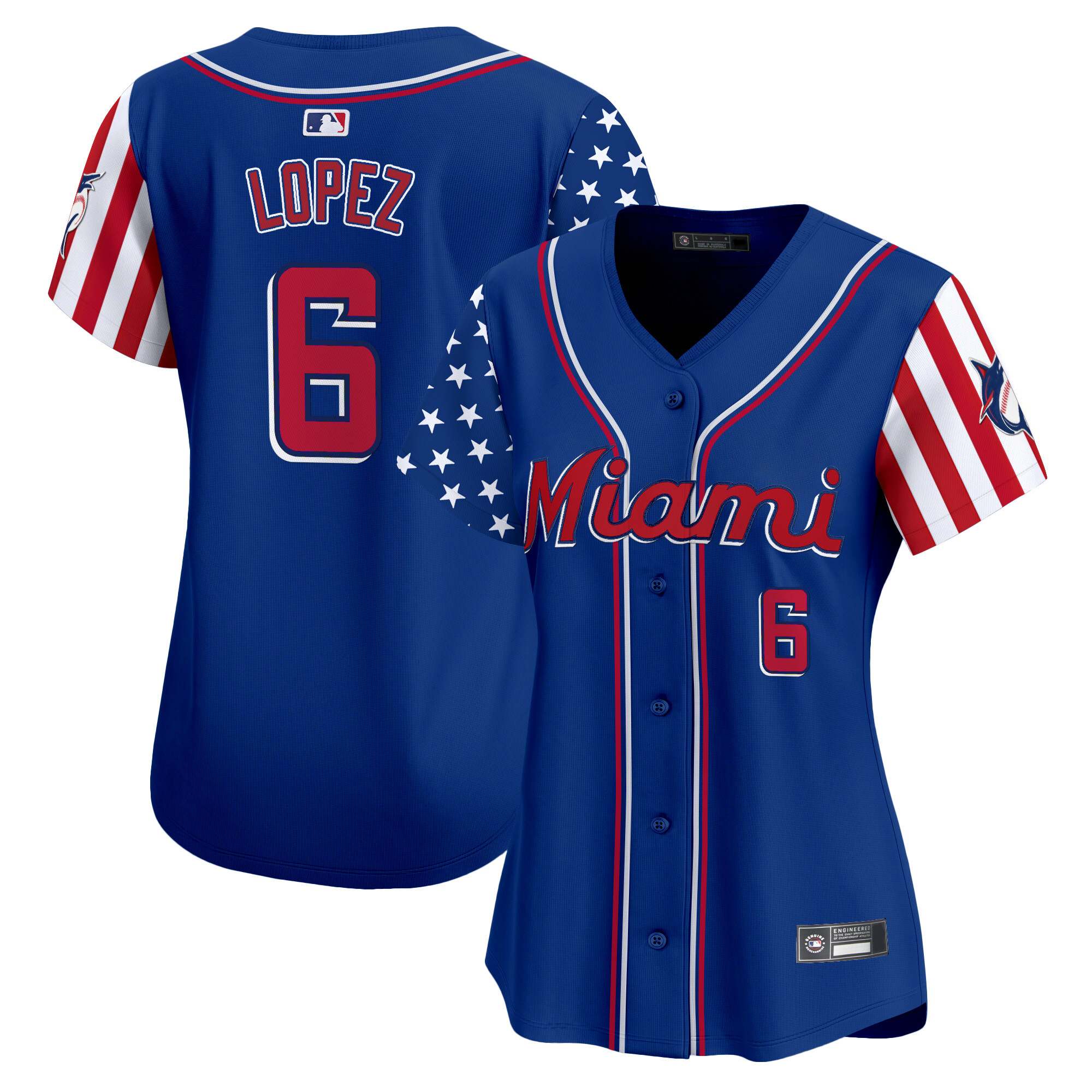 Women's Miami Marlins 2025 Independence Day Vapor Premier Limited Jersey - All Stitched