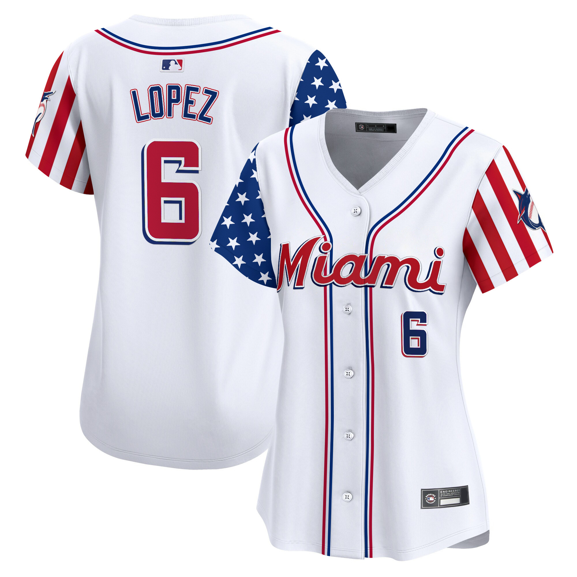 Women's Miami Marlins 2025 Independence Day Vapor Premier Limited Jersey - All Stitched
