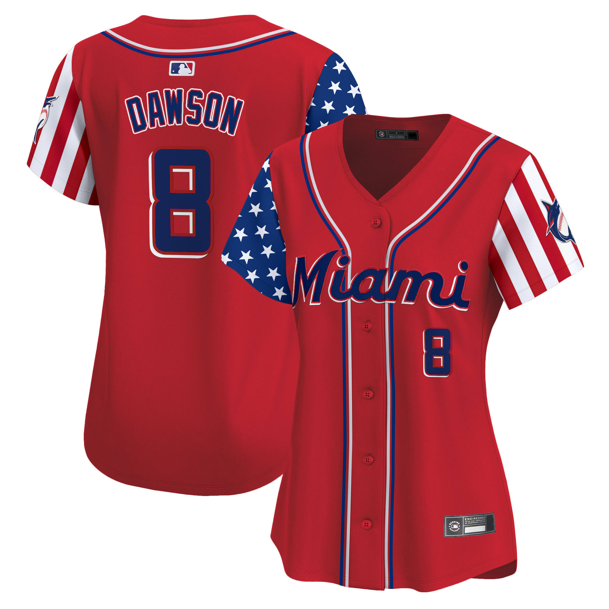 Women's Miami Marlins 2025 Independence Day Vapor Premier Limited Jersey - All Stitched