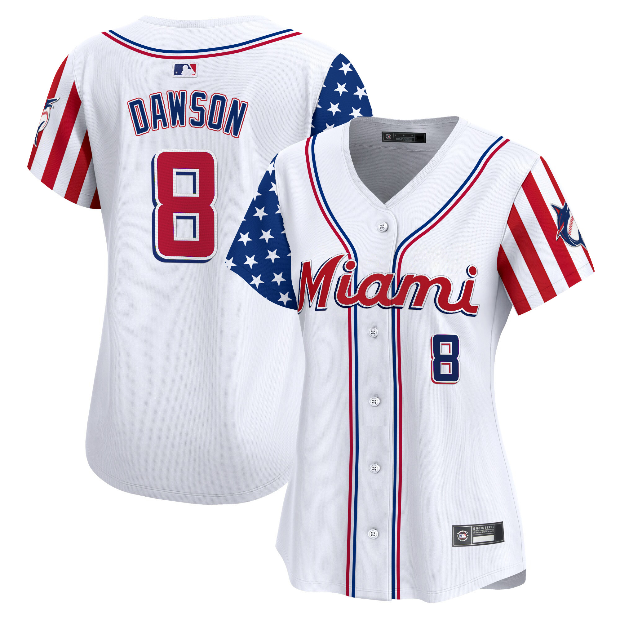 Women's Miami Marlins 2025 Independence Day Vapor Premier Limited Jersey - All Stitched