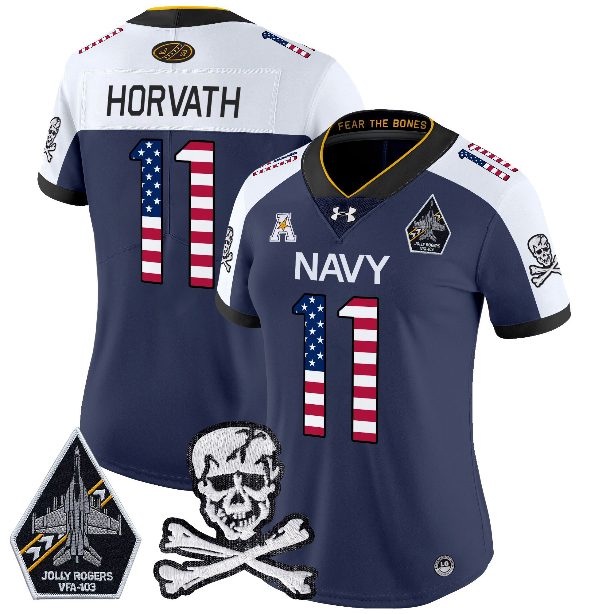 Women's Navy Midshipmen 2025 Independence Day Vapor Limited Jersey - All Stitched