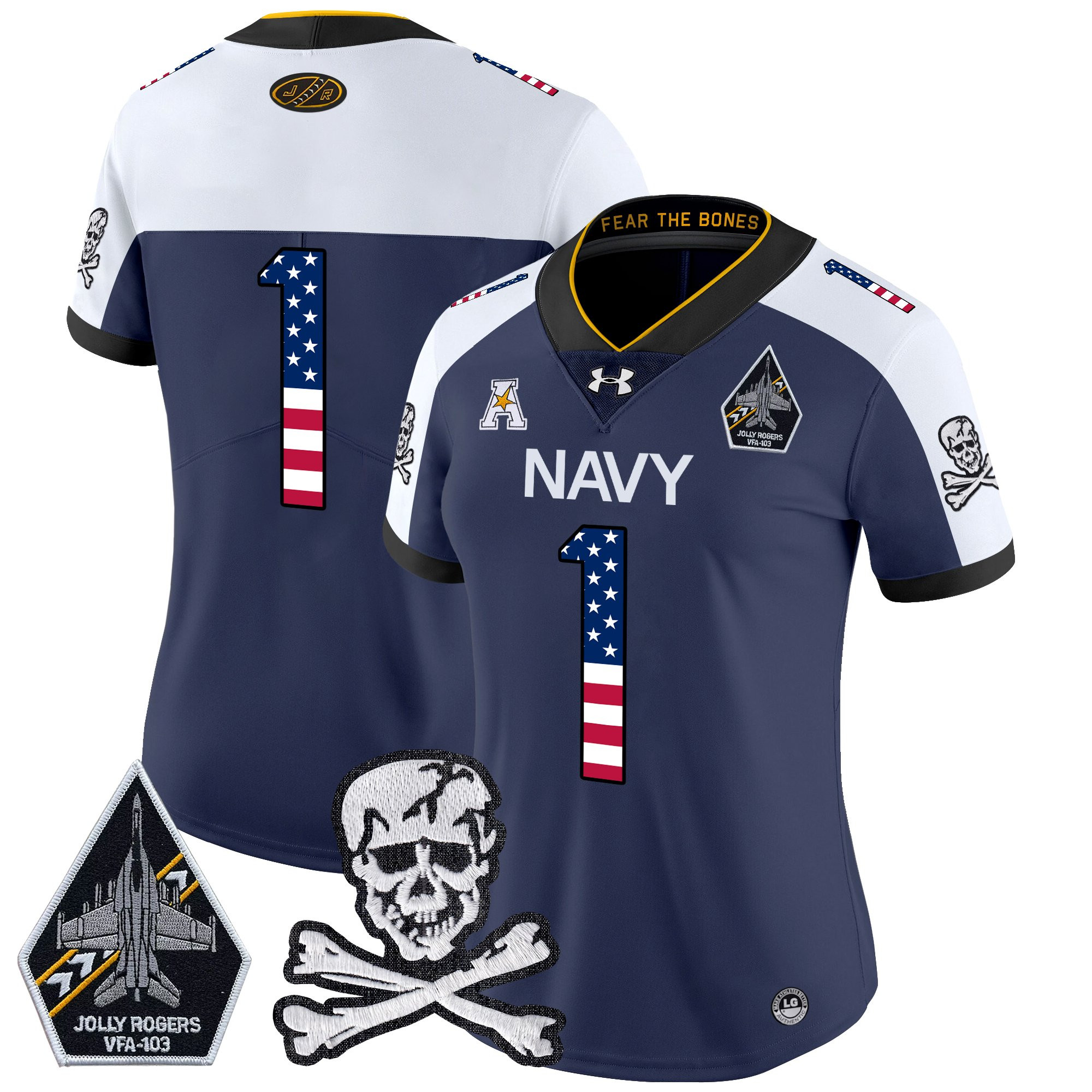 Women's Navy Midshipmen 2025 Independence Day Vapor Limited Jersey - All Stitched