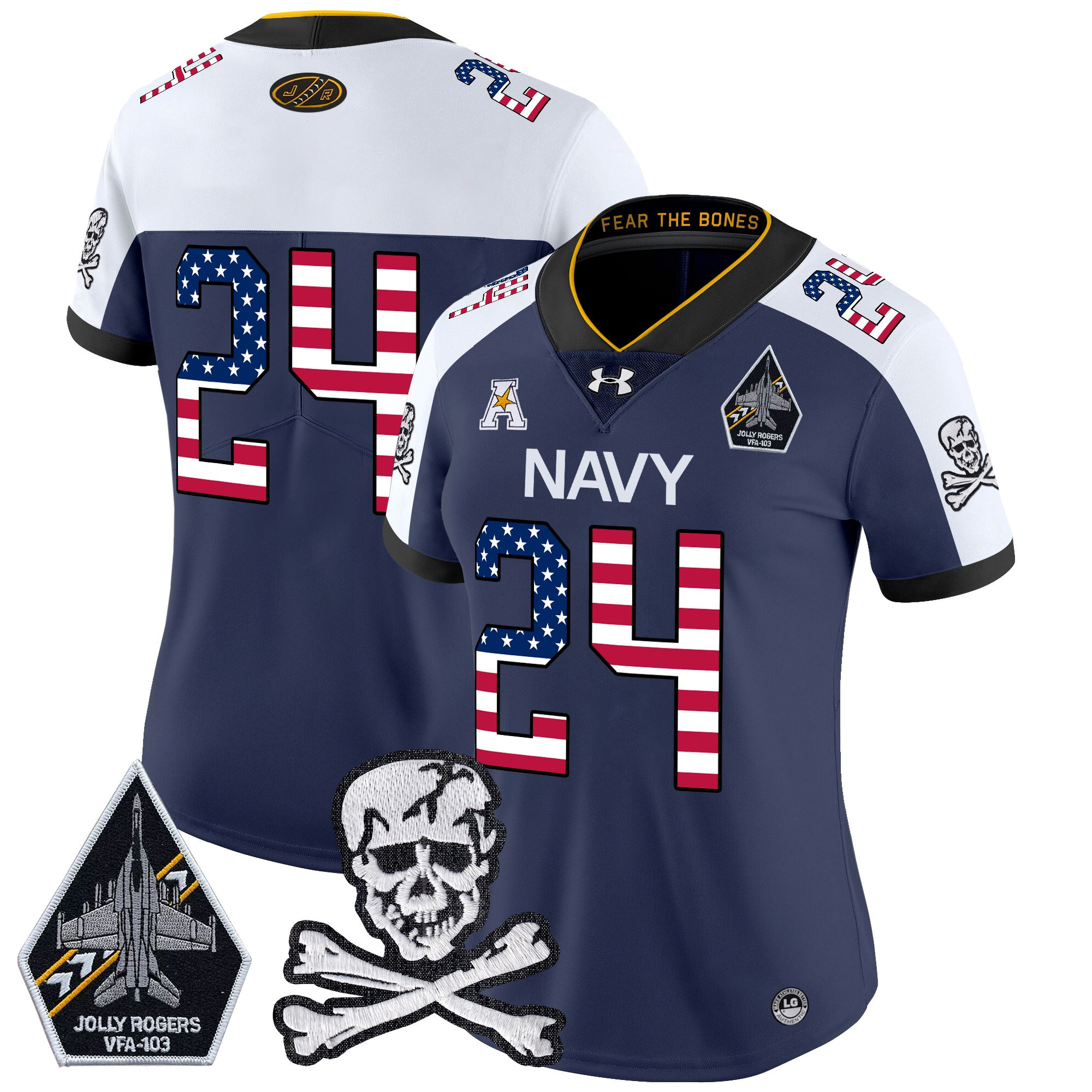 Women's Navy Midshipmen 2025 Independence Day Vapor Limited Jersey - All Stitched
