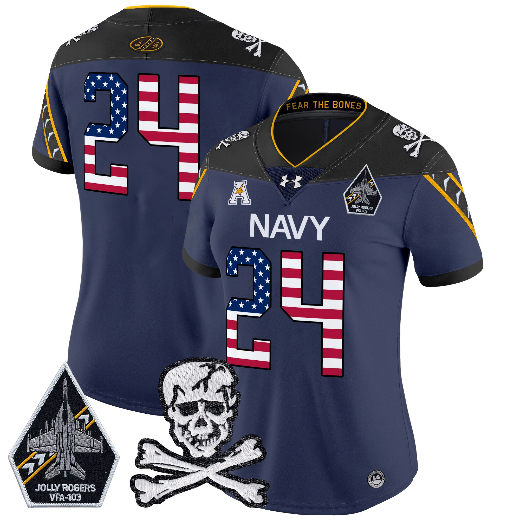 Women's Navy Midshipmen 2025 Independence Day Vapor Limited Jersey - All Stitched