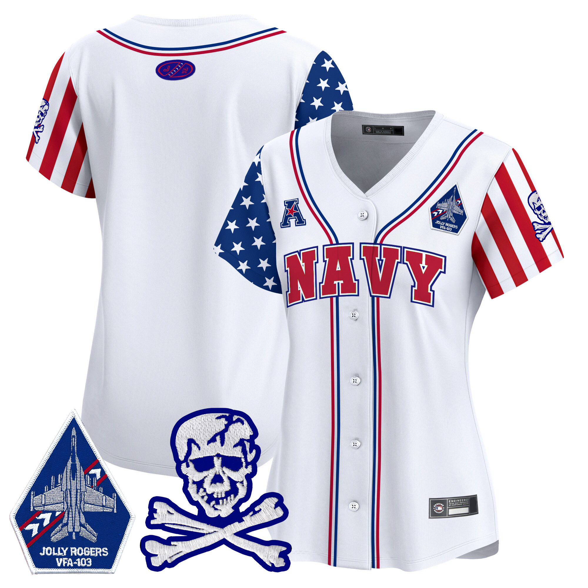 Women's Navy Midshipmen 2025 Independence Day Vapor Premier Limited Jersey - All Stitched