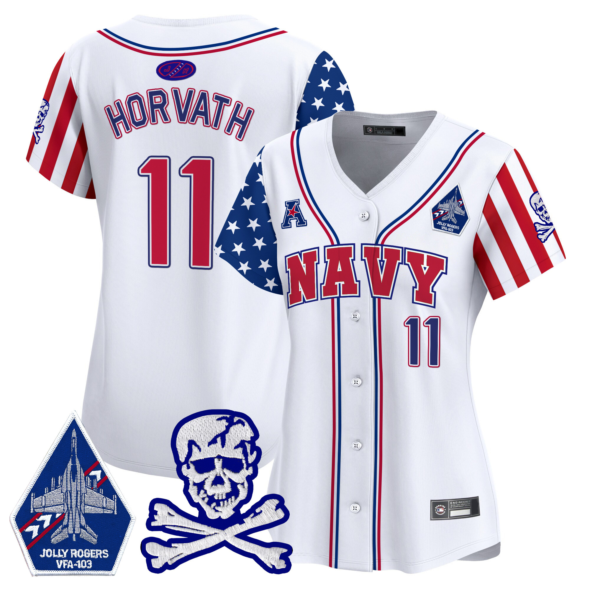 Women's Navy Midshipmen 2025 Independence Day Vapor Premier Limited Jersey - All Stitched