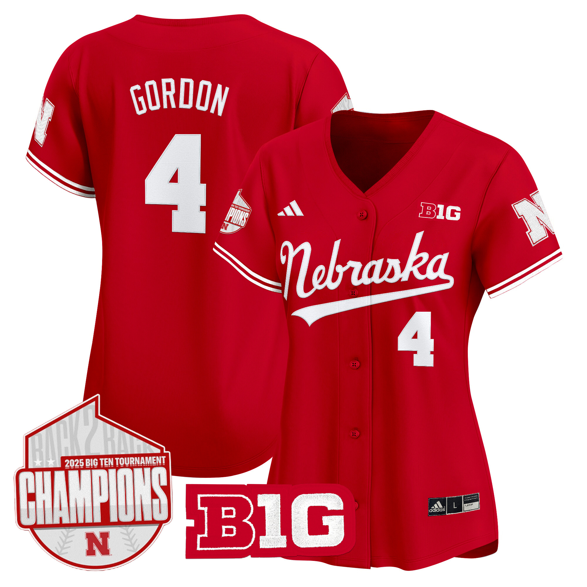 Women's Nebraska Huskers Back 2 Back Champions Patch Vapor Premier Limited Jersey - All Stitched