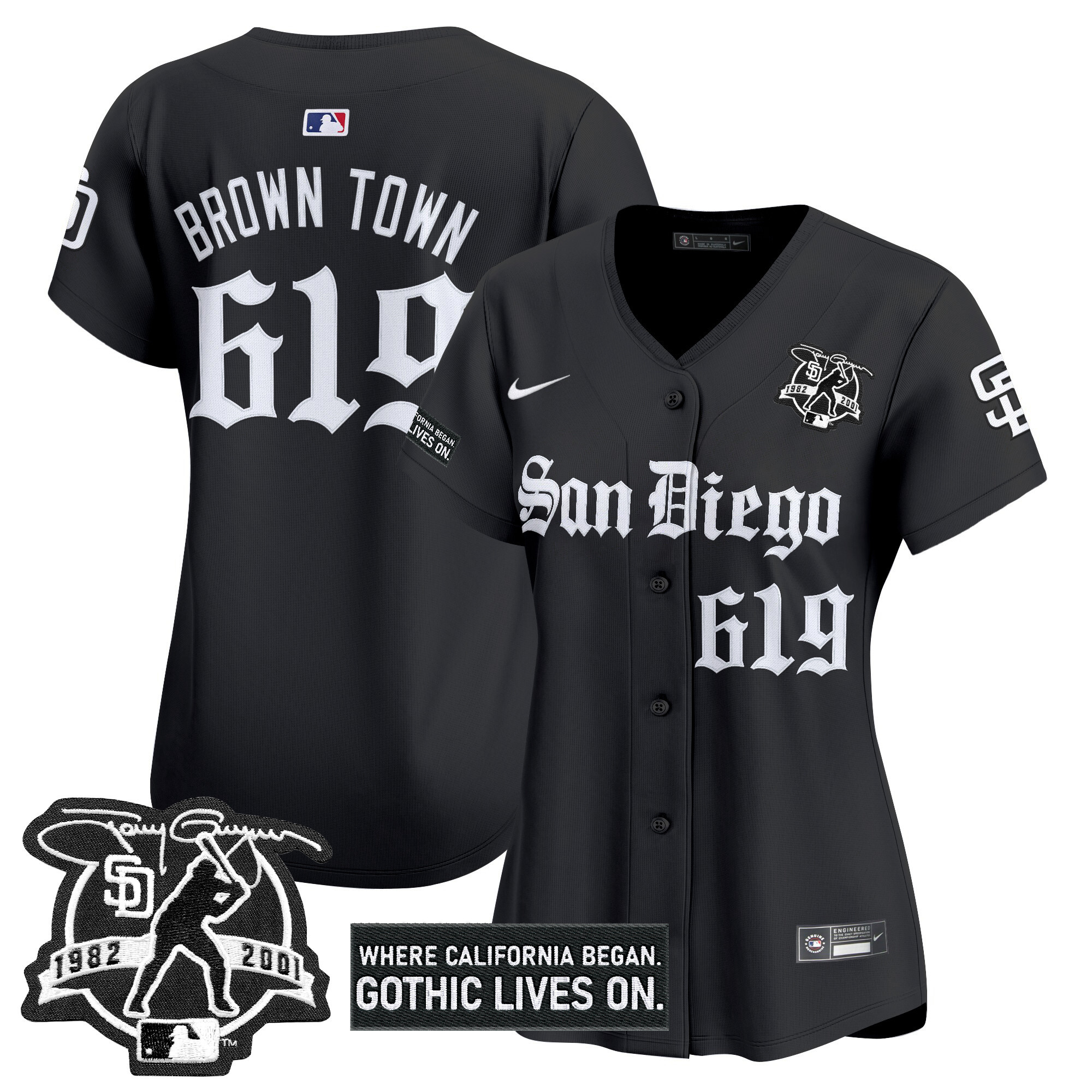 Women's San Diego Padres 'Gothic Edition' Vapor Premier Limited Jersey - All Stitched