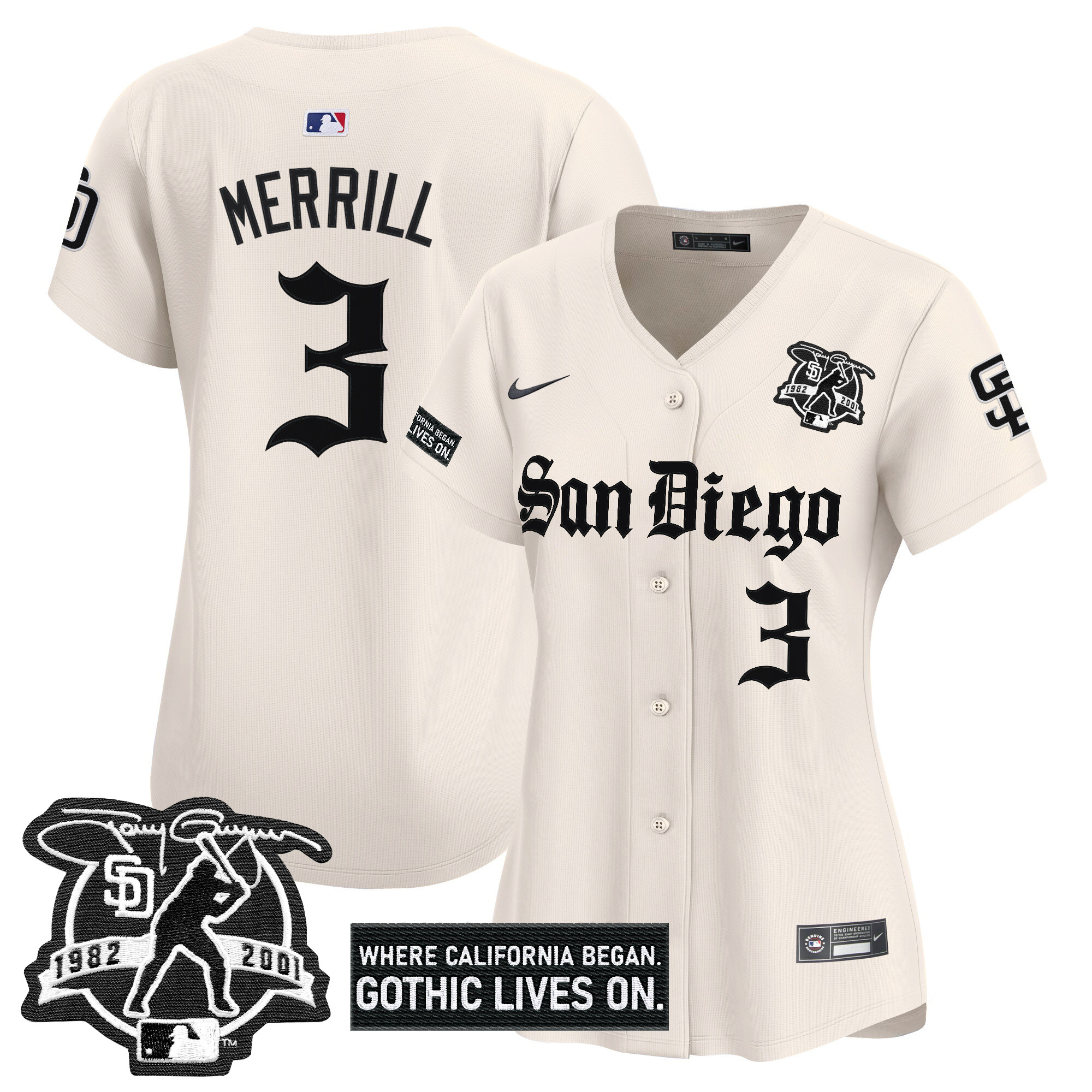 Women's San Diego Padres 'Gothic Edition' Vapor Premier Limited Jersey - All Stitched