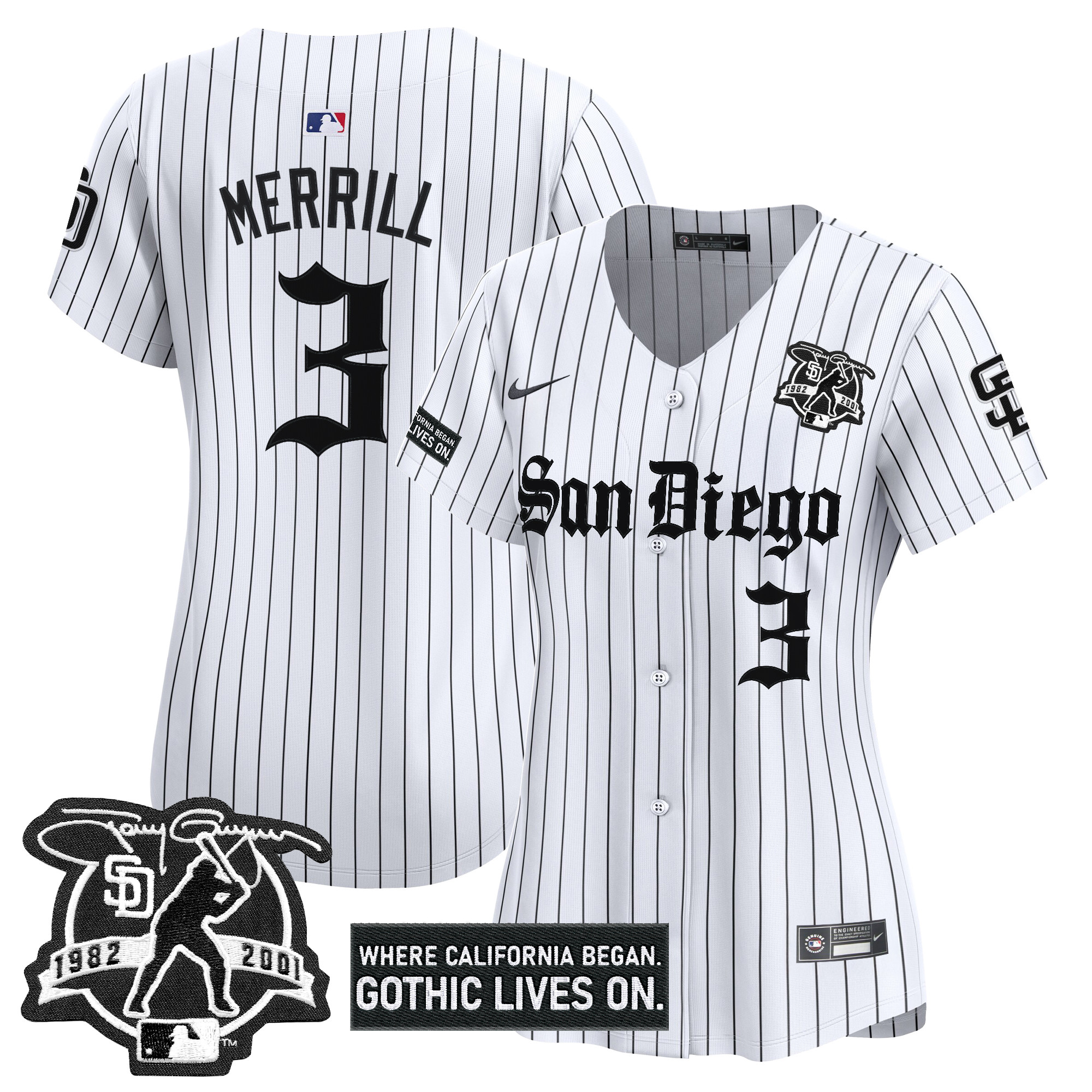 Women's San Diego Padres 'Gothic Edition' Vapor Premier Limited Jersey - All Stitched