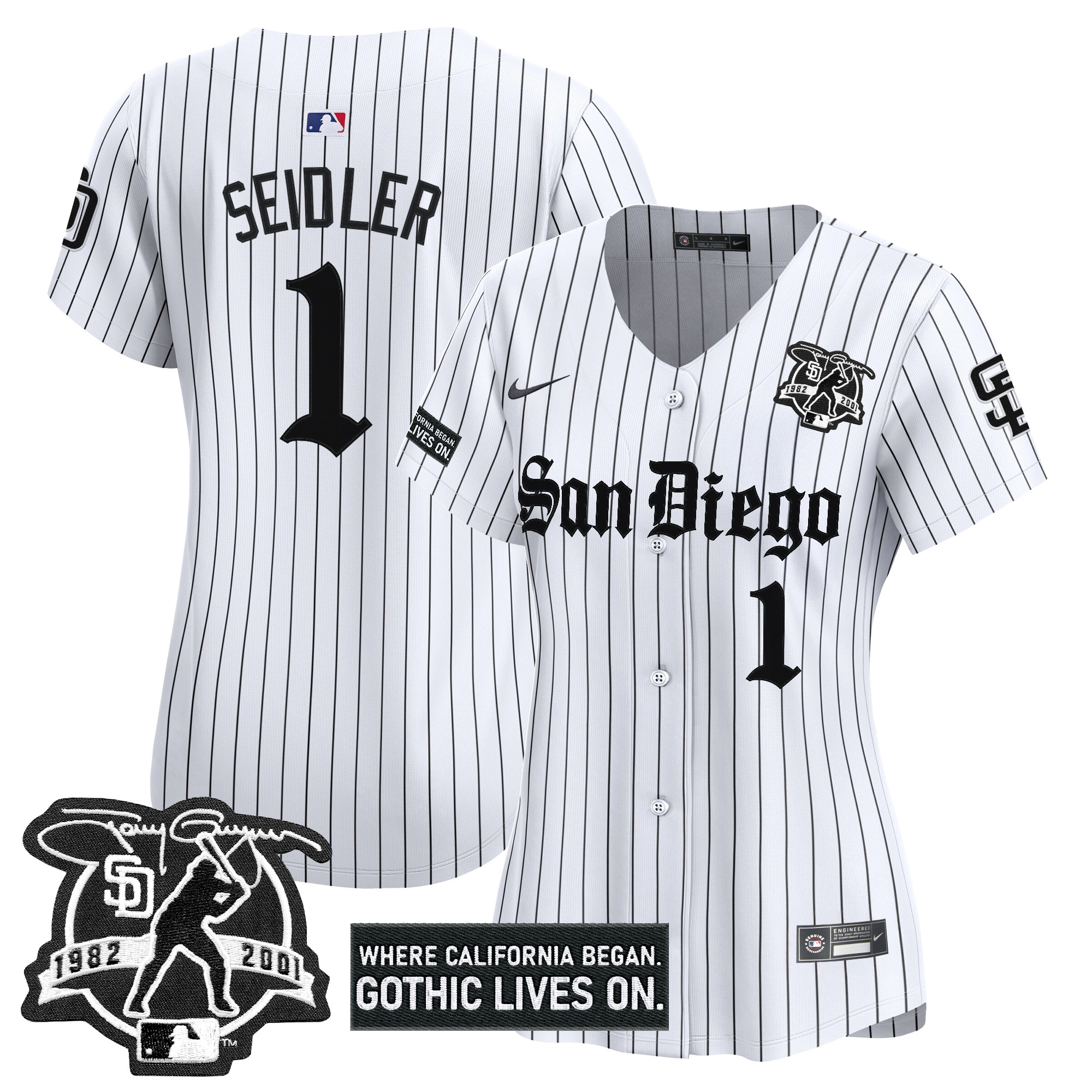Women's San Diego Padres 'Gothic Edition' Vapor Premier Limited Jersey - All Stitched
