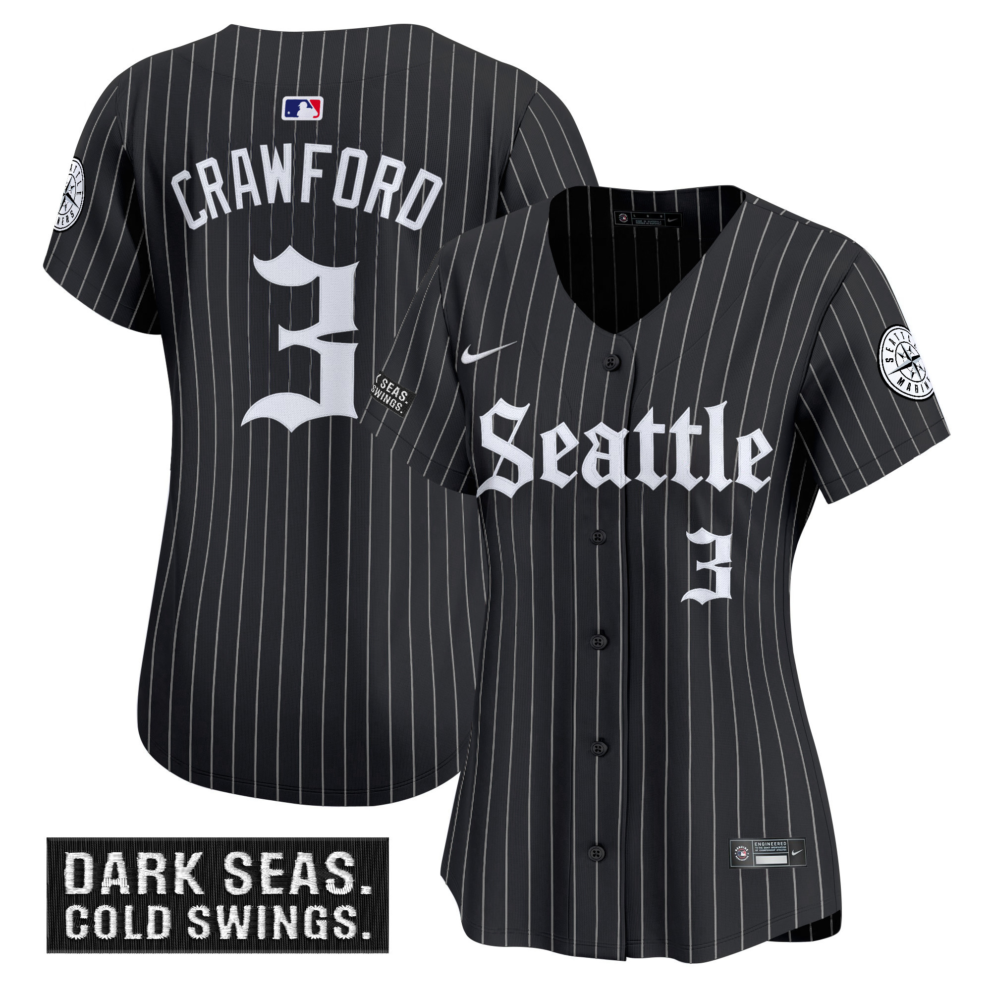 Women's Seattle Mariners 'Deep Sea Gothic Edition' Vapor Premier Limited Jersey - All Stitched