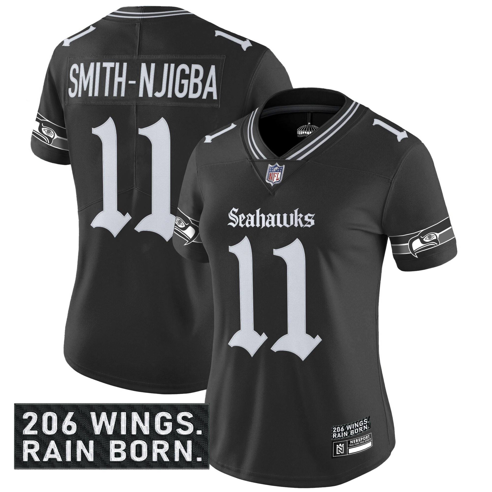 Women's Seattle Seahawks 'Gothic Rain City Shadows Edition' Vapor Limited Jersey - All Stitched