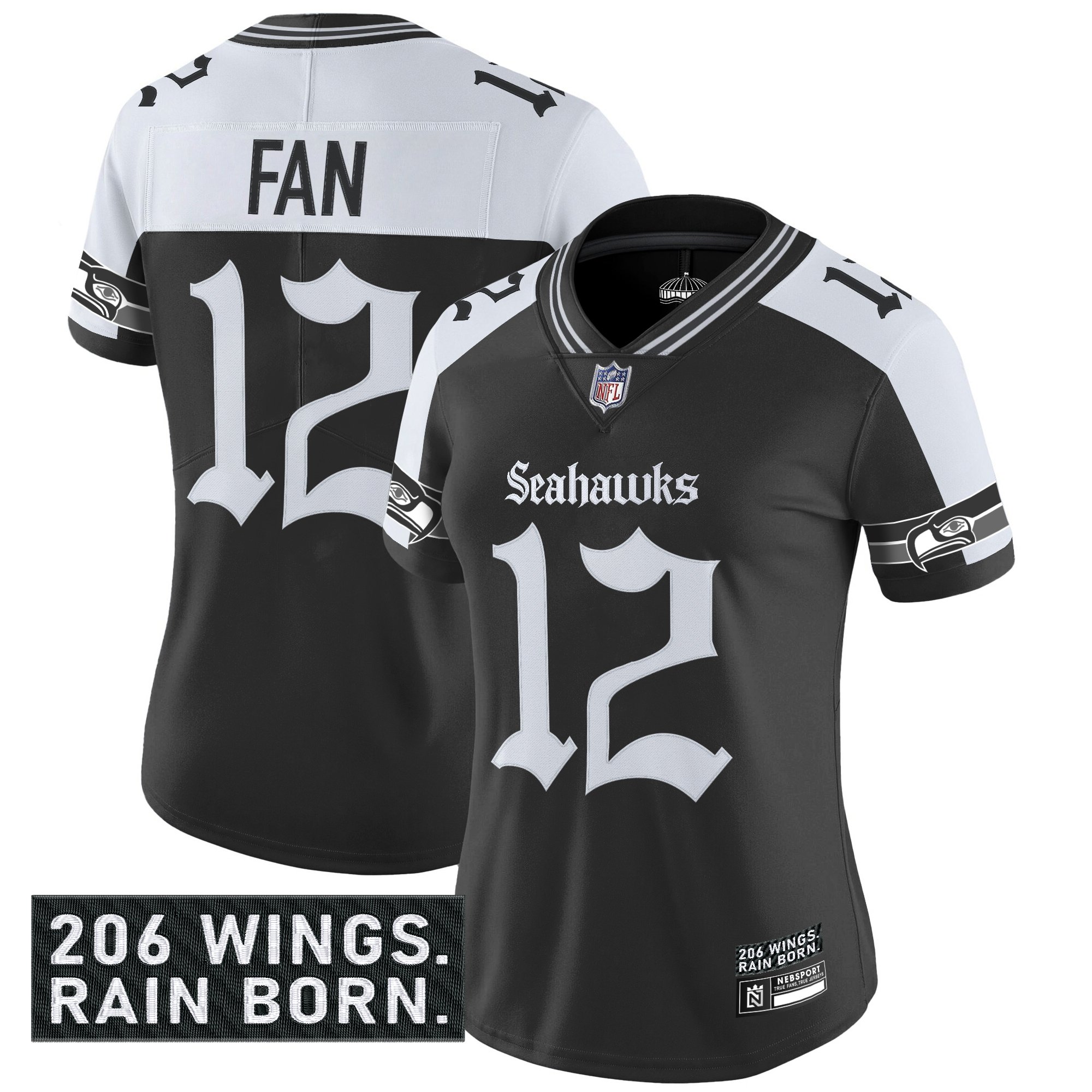 Women's Seattle Seahawks 'Gothic Rain City Shadows Edition' Vapor Limited Jersey - All Stitched