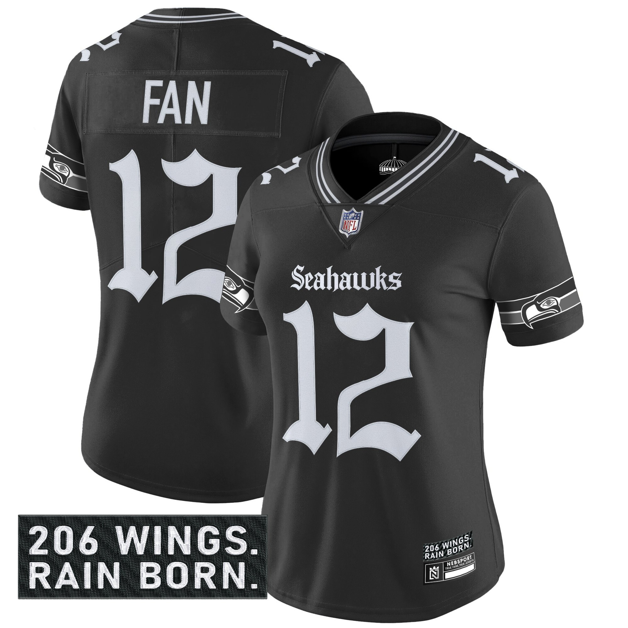 Women's Seattle Seahawks 'Gothic Rain City Shadows Edition' Vapor Limited Jersey - All Stitched