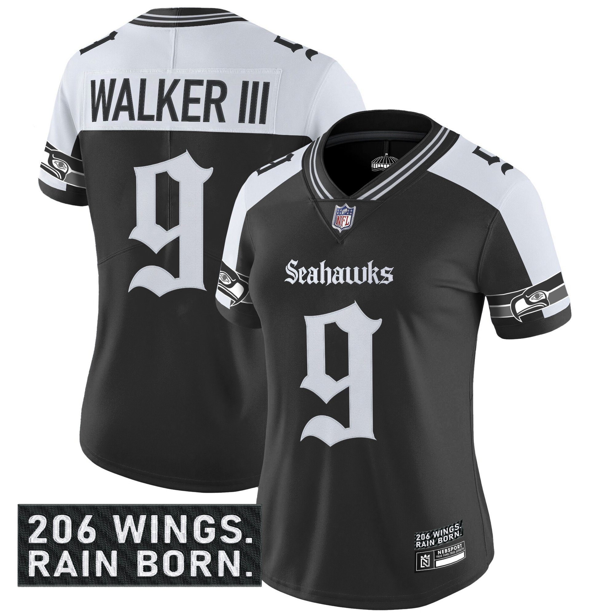 Women's Seattle Seahawks 'Gothic Rain City Shadows Edition' Vapor Limited Jersey - All Stitched