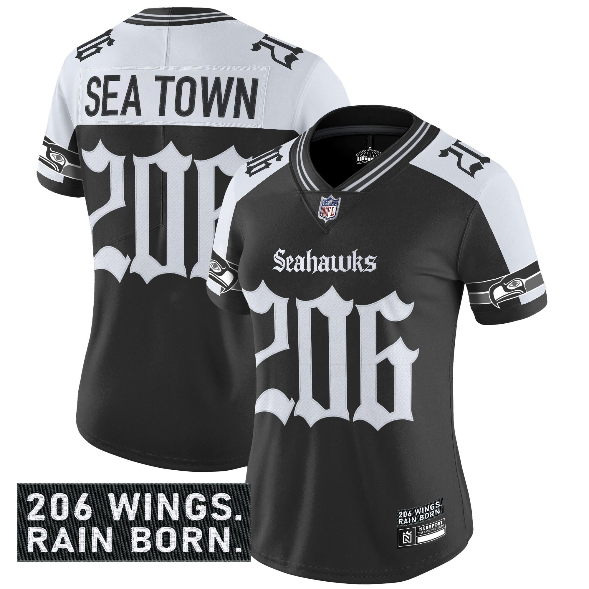 Women's Seattle Seahawks 'Gothic Rain City Shadows Edition' Vapor Limited Jersey - All Stitched