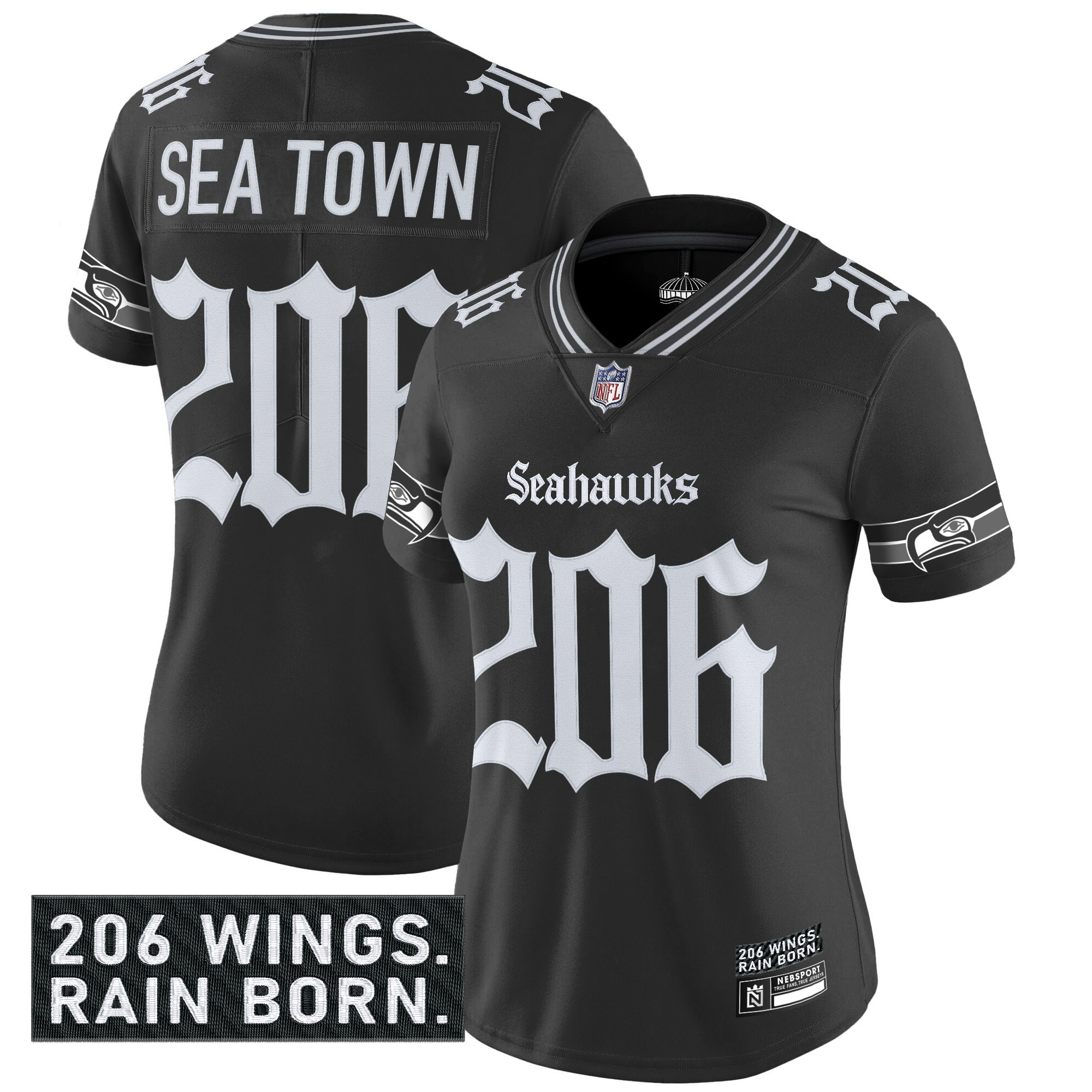 Women's Seattle Seahawks 'Gothic Rain City Shadows Edition' Vapor Limited Jersey - All Stitched