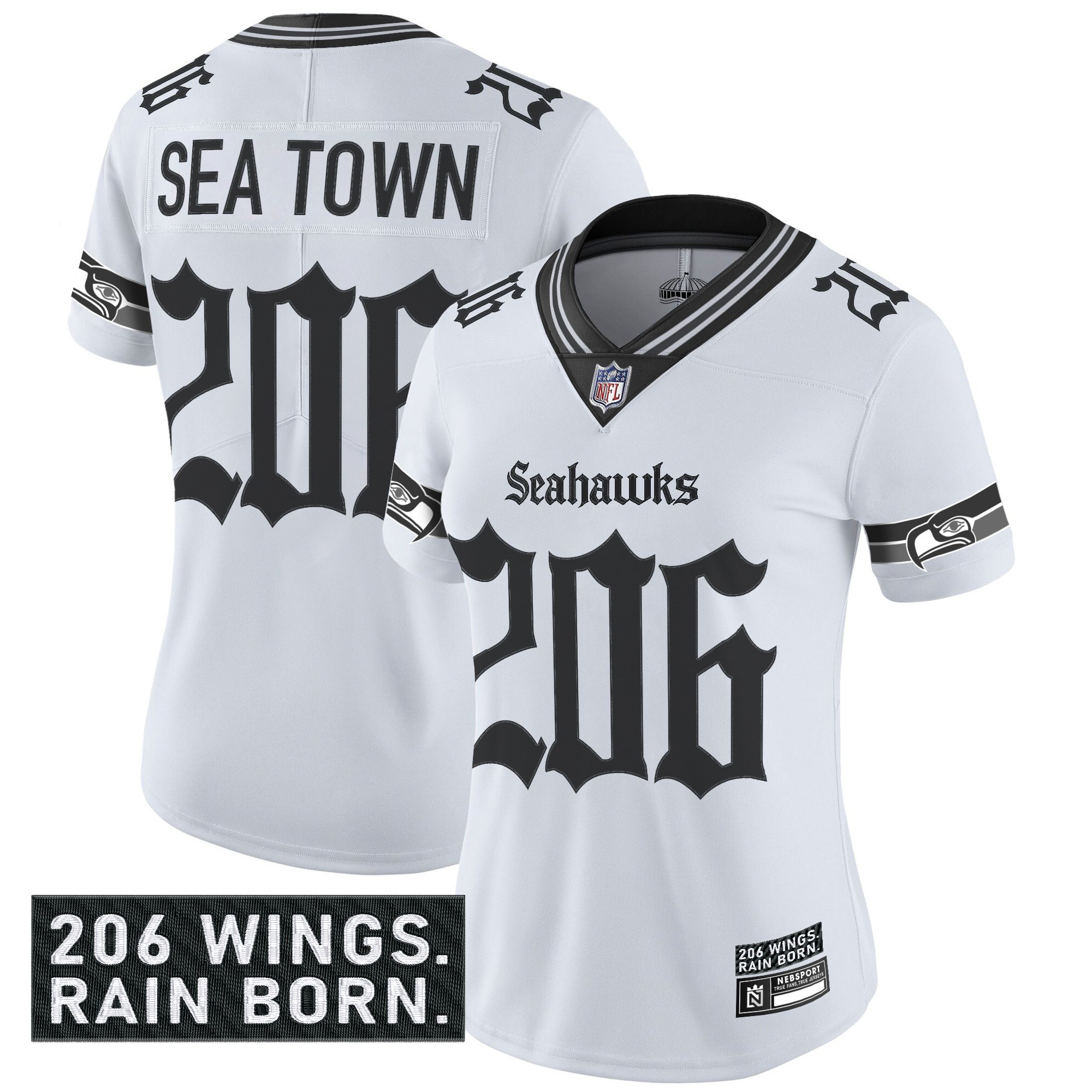 Women's Seattle Seahawks 'Gothic Rain City Shadows Edition' Vapor Limited Jersey - All Stitched