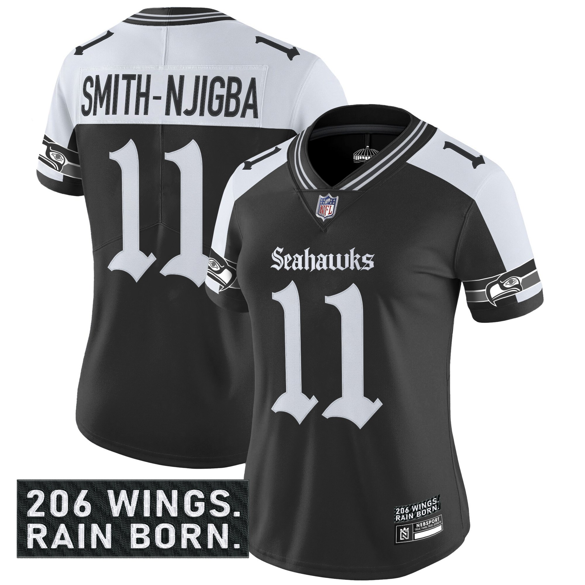 Women's Seattle Seahawks 'Gothic Rain City Shadows Edition' Vapor Limited Jersey - All Stitched