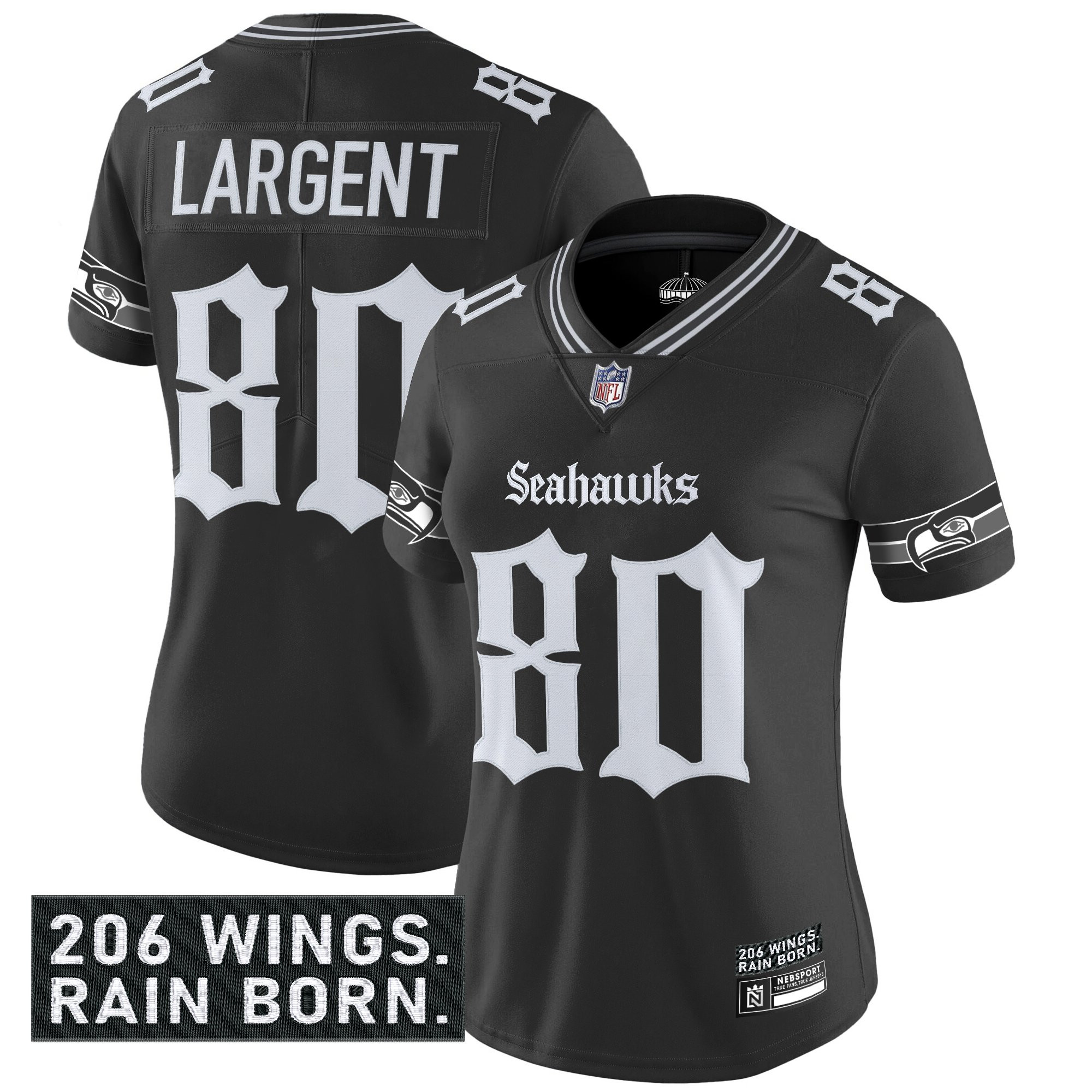 Women's Seattle Seahawks 'Gothic Rain City Shadows Edition' Vapor Limited Jersey - All Stitched