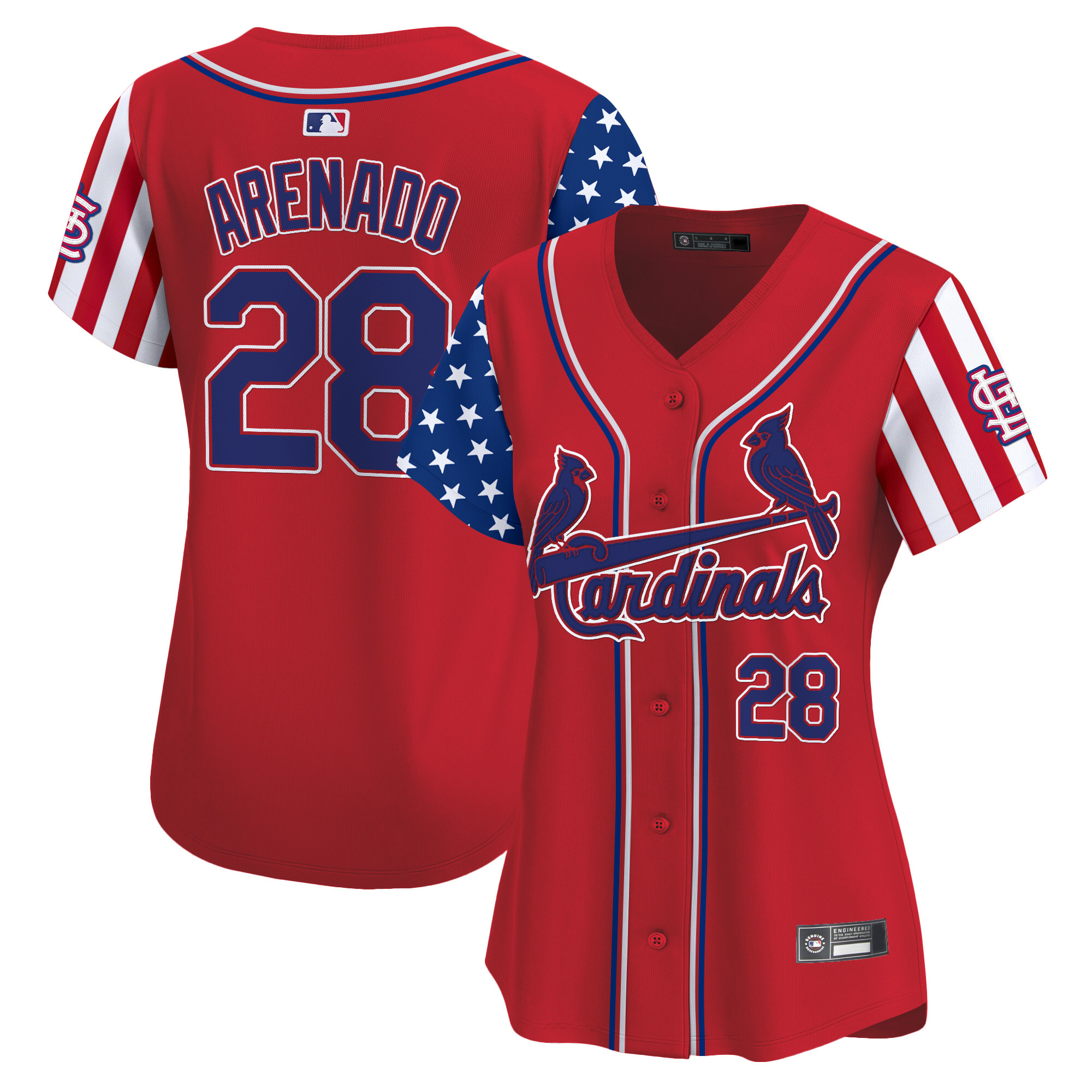 Women's St. Louis Cardinals 2025 Independence Day Vapor Premier Limited Jersey V2 - All Stitched