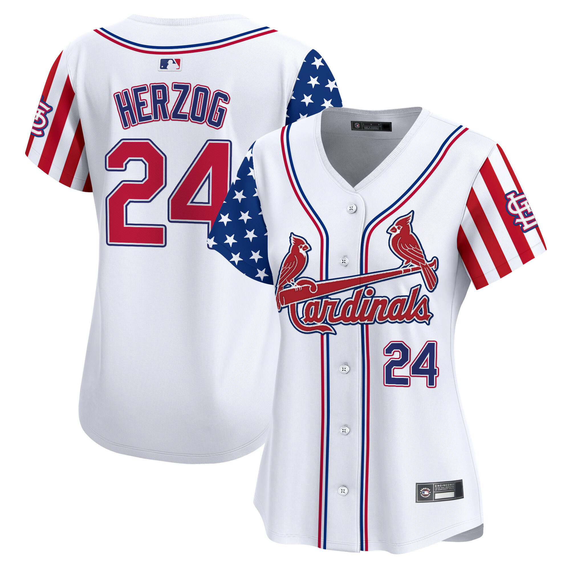 Women's St. Louis Cardinals 2025 Independence Day Vapor Premier Limited Jersey V2 - All Stitched