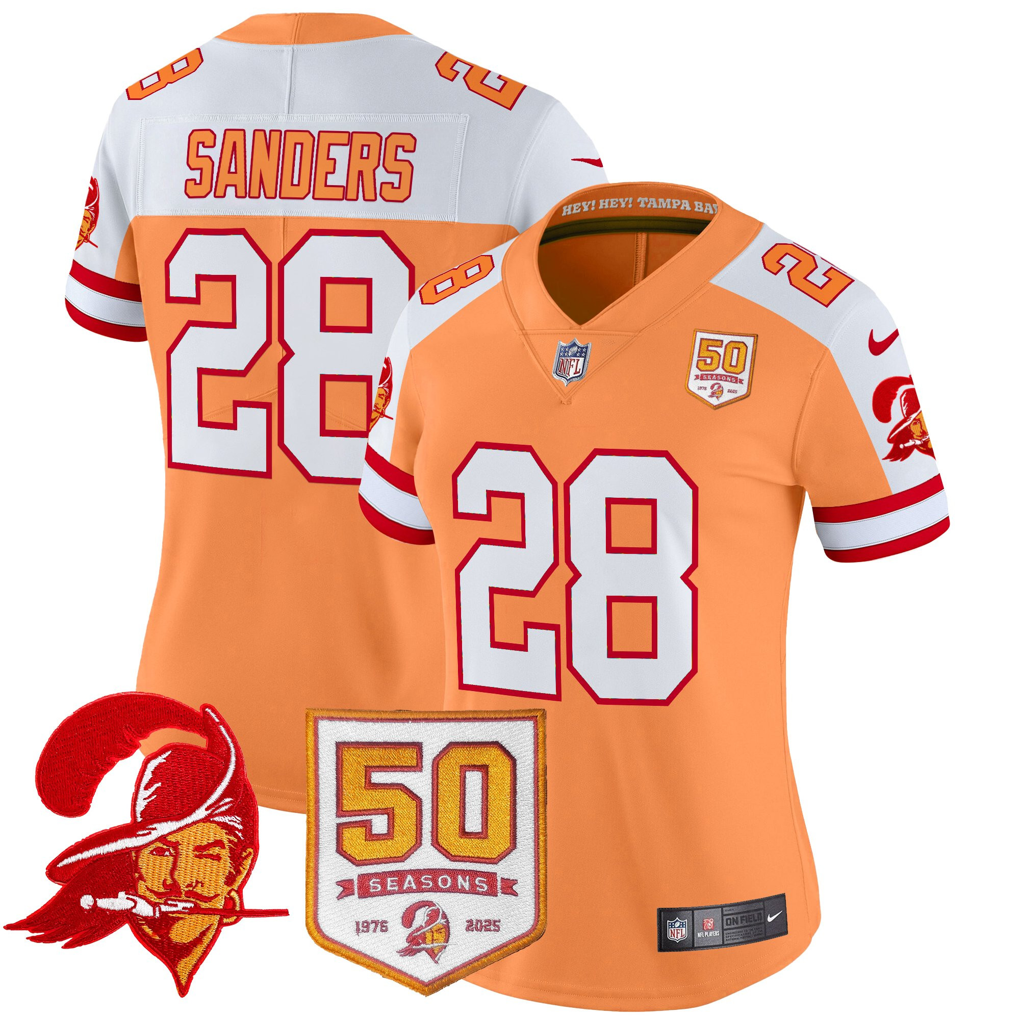 Women's Tampa Bay Buccaneers Throwback 50th Season Patch Vapor Limited Jersey - All Stitched