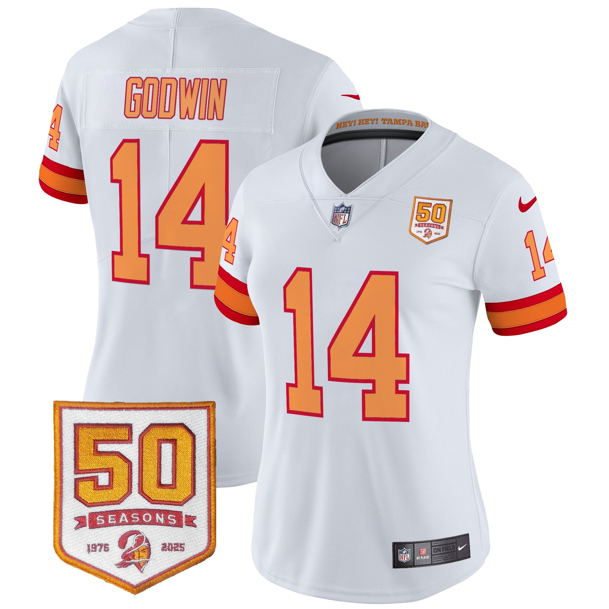 Women's Tampa Bay Buccaneers Throwback 50th Season Patch Vapor Limited Jersey - All Stitched