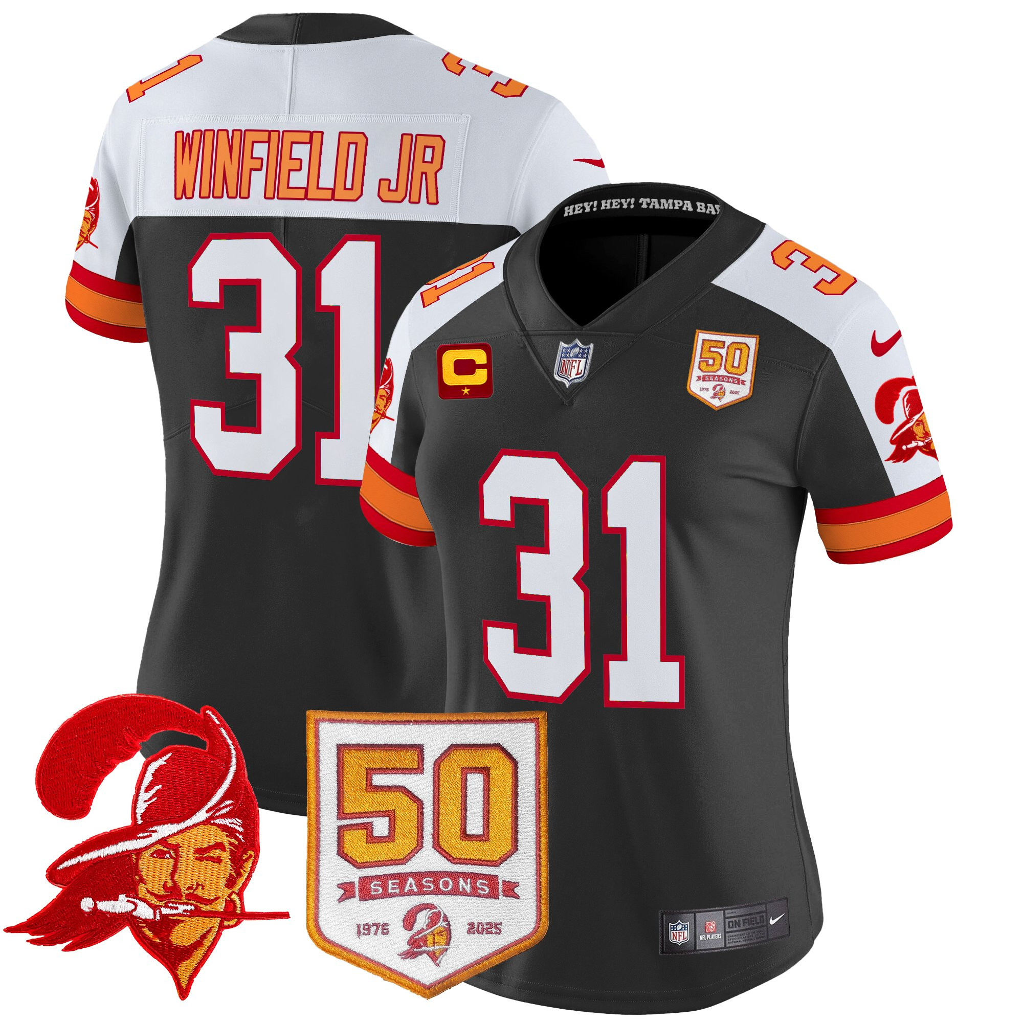 Women's Tampa Bay Buccaneers Throwback 50th Season Patch Vapor Limited Jersey - All Stitched